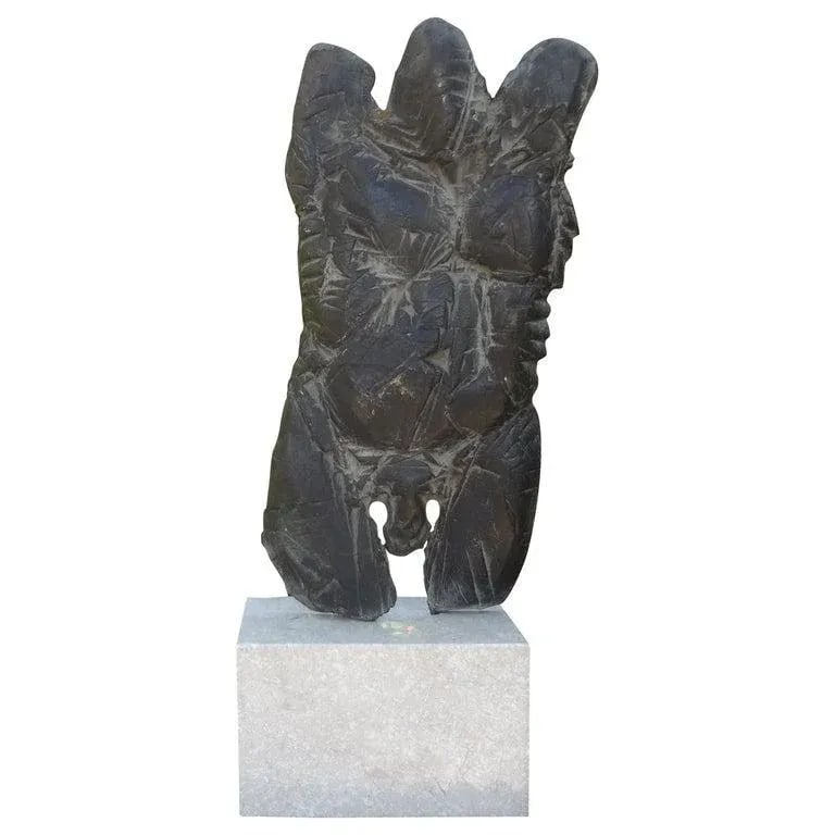 Giacometti Inspired Abstract Male Torso Bronze Sculpture on Marble Base - 10