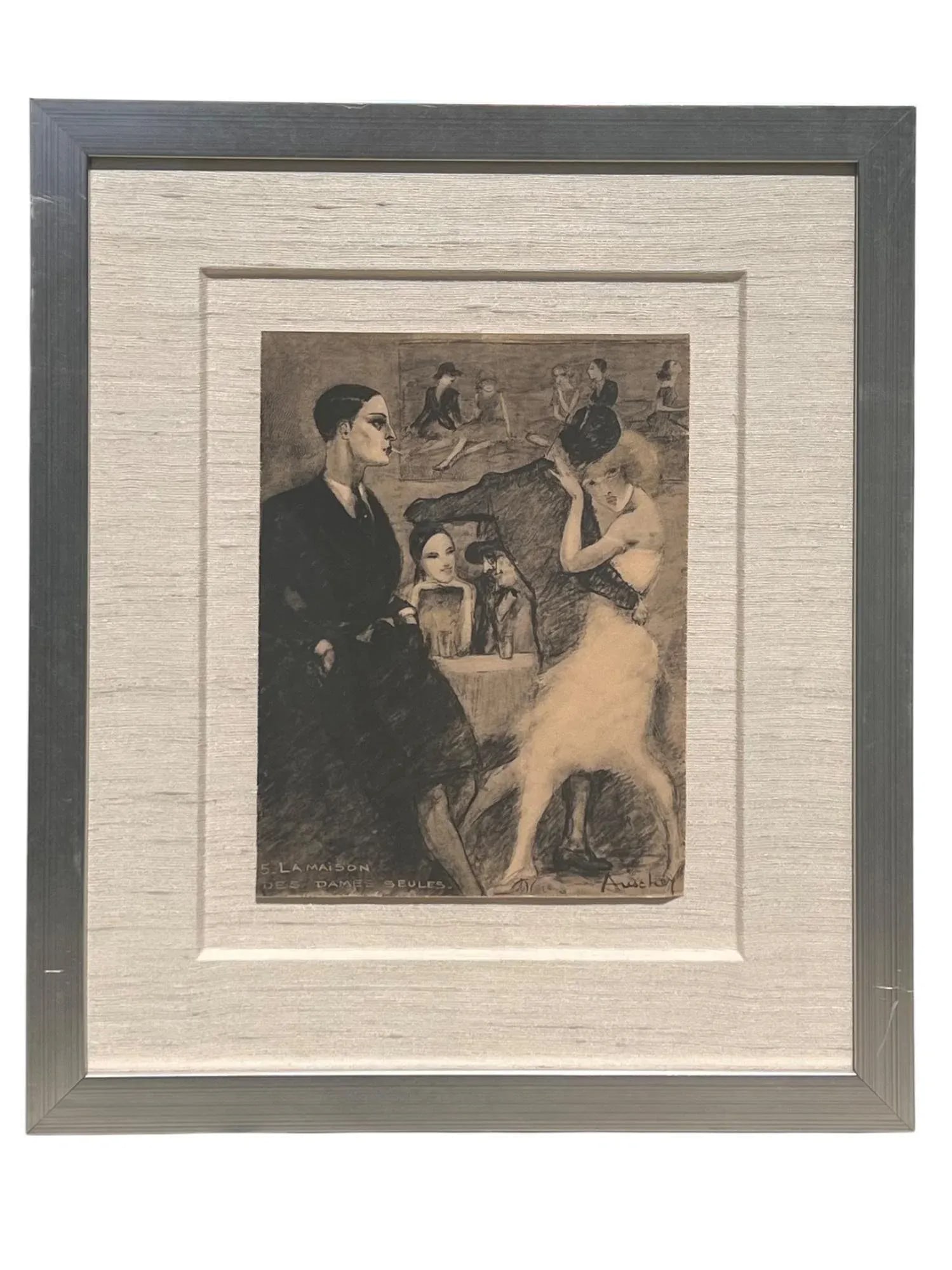 French Pochoir Lithograph "La Maison Des Dames Seules" by Jean Auscher, Circa 1925 - 2