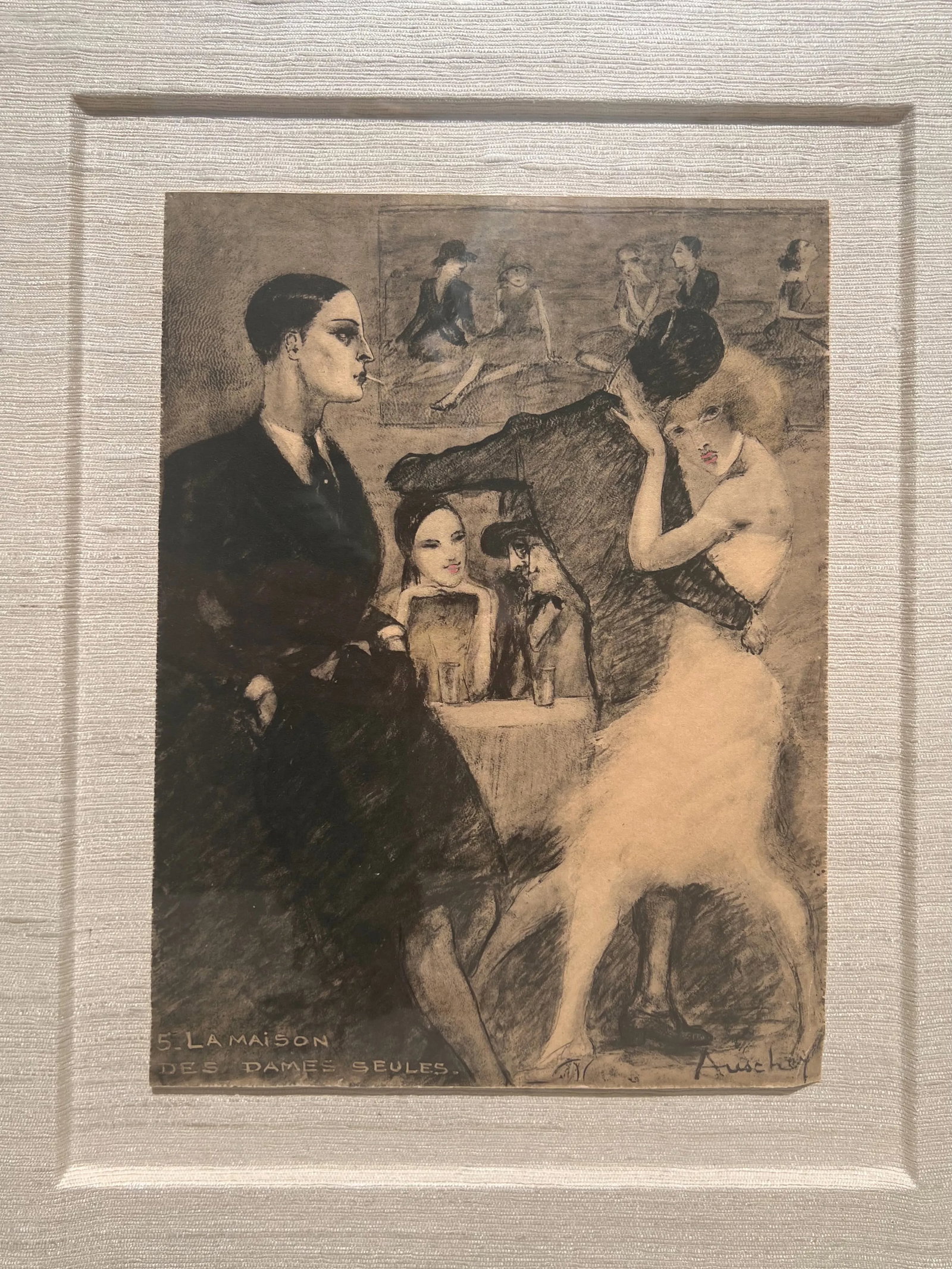 French Pochoir Lithograph "La Maison Des Dames Seules" by Jean Auscher, Circa 1925 - 8