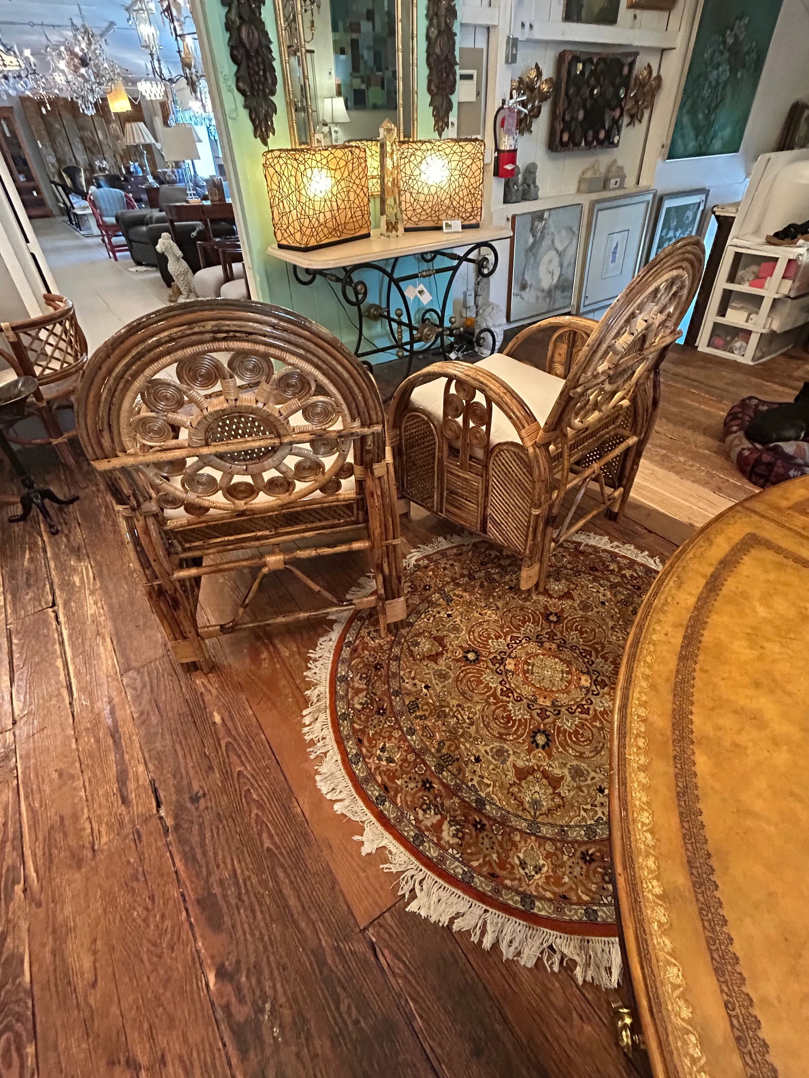 Large Lacquered Rattan & Bamboo Club Chairs -a Pair - 10