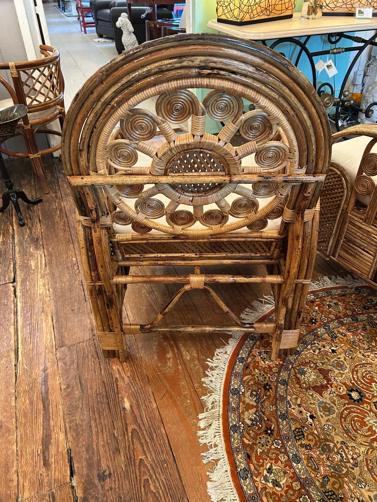 Large Lacquered Rattan & Bamboo Club Chairs -a Pair - 12