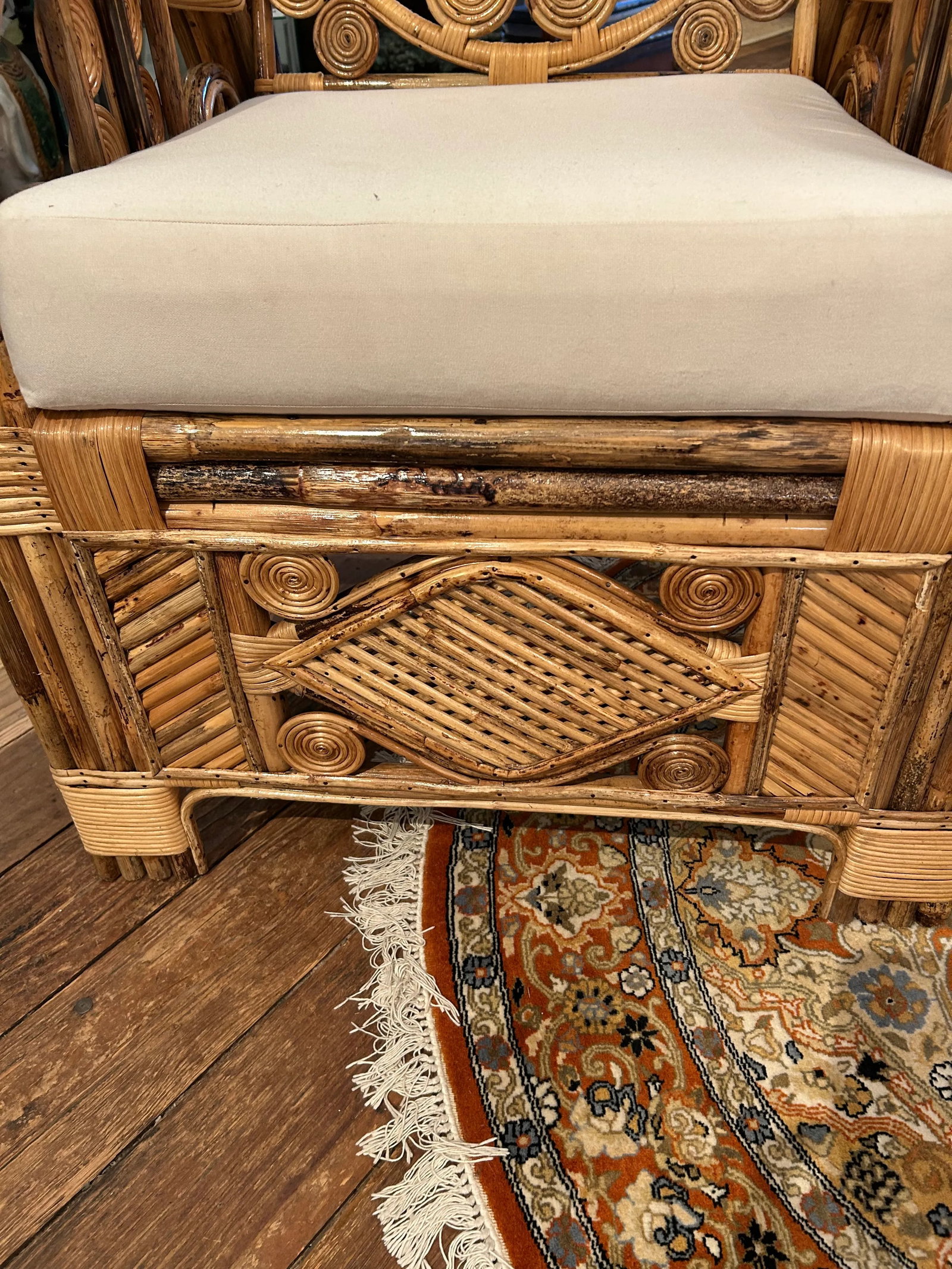 Large Lacquered Rattan & Bamboo Club Chairs -a Pair - 13
