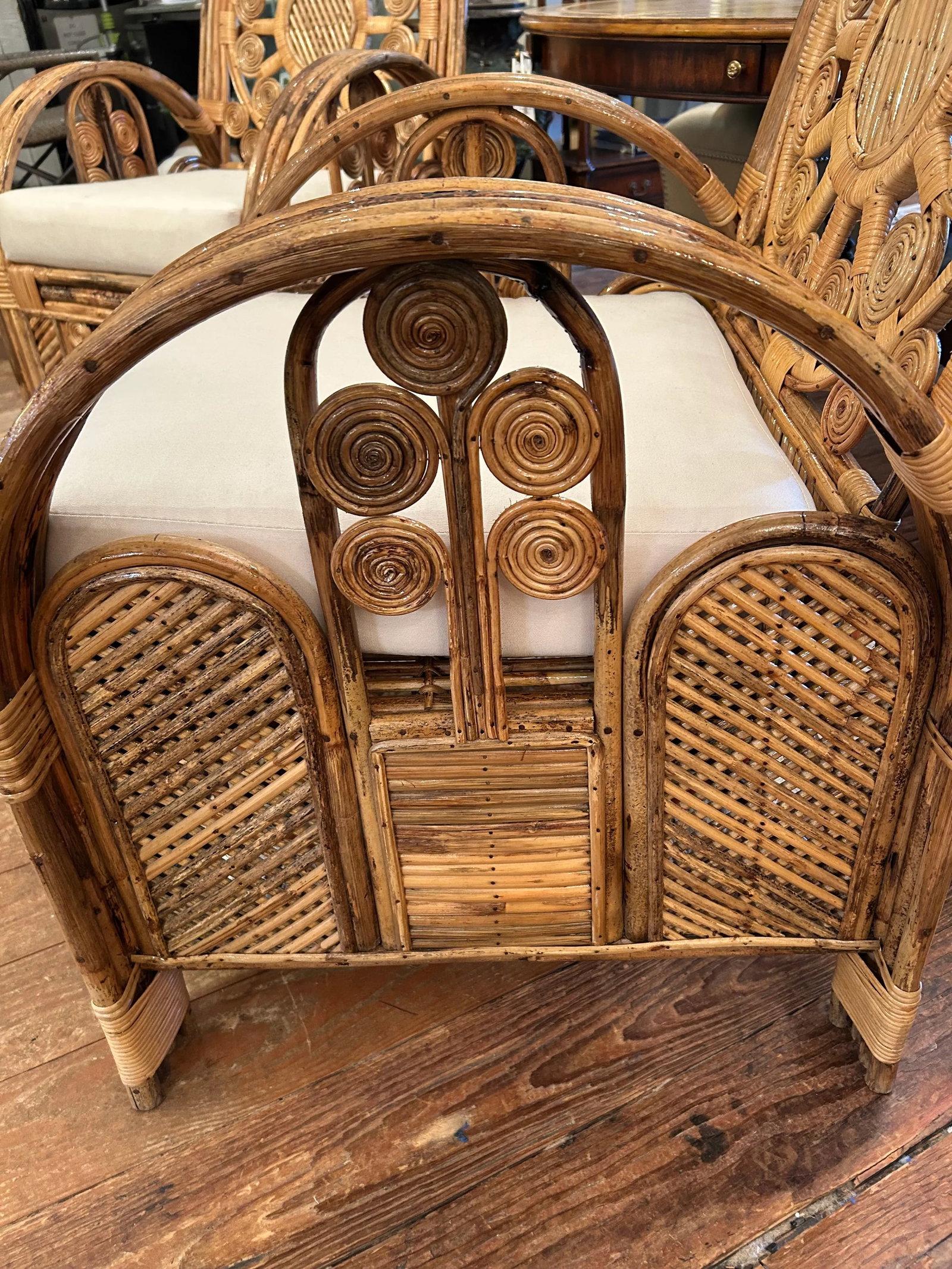 Large Lacquered Rattan & Bamboo Club Chairs -a Pair - 4
