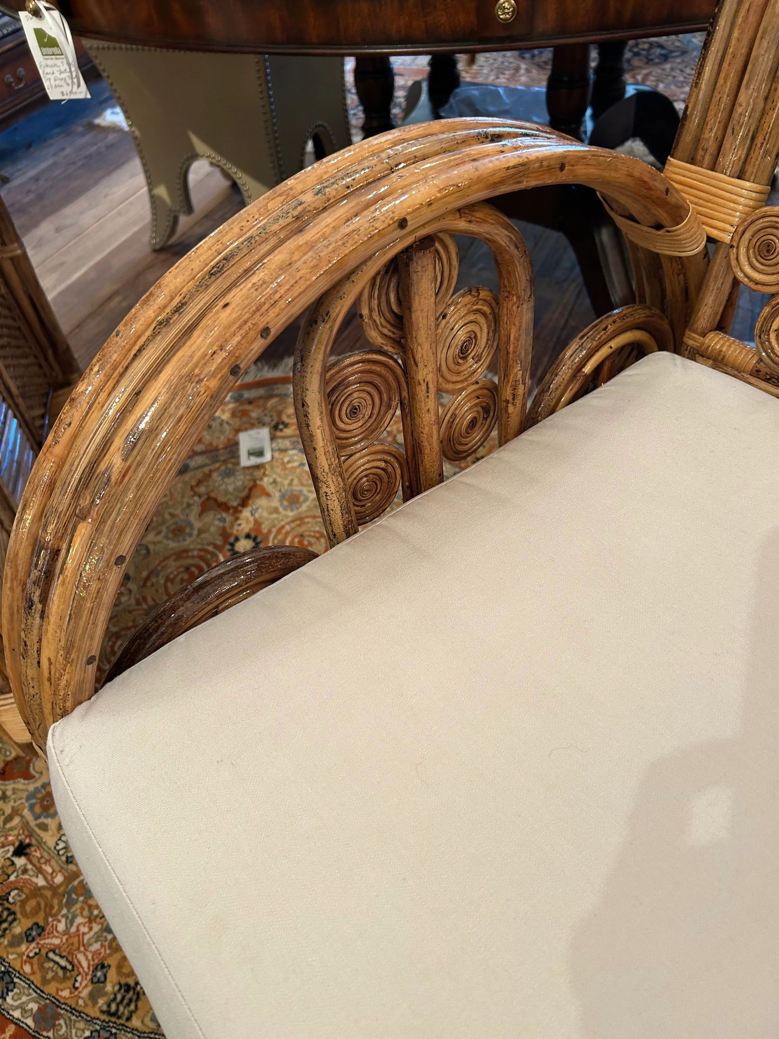 Large Lacquered Rattan & Bamboo Club Chairs -a Pair - 5