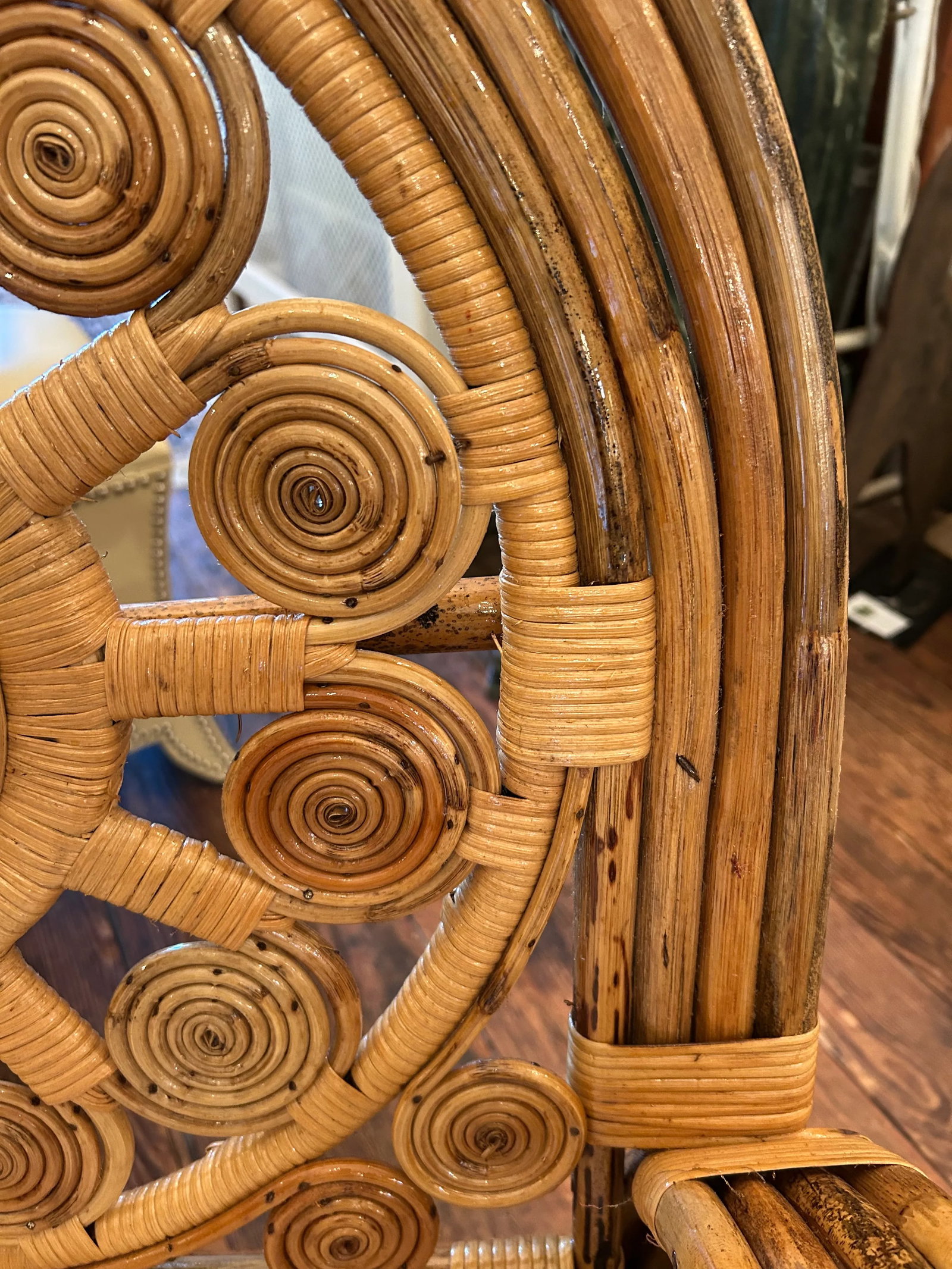 Large Lacquered Rattan & Bamboo Club Chairs -a Pair - 6