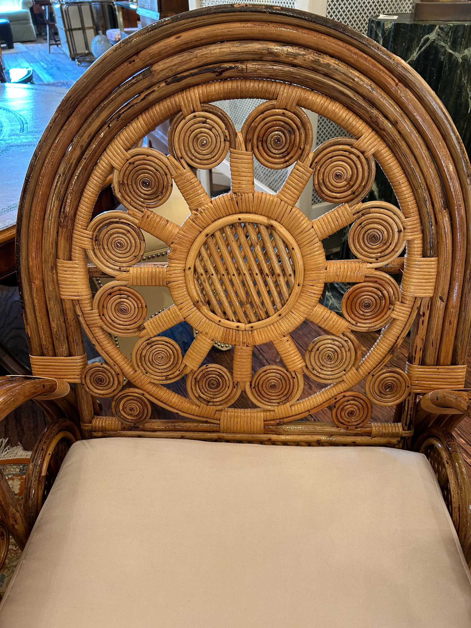 Large Lacquered Rattan & Bamboo Club Chairs -a Pair - 7