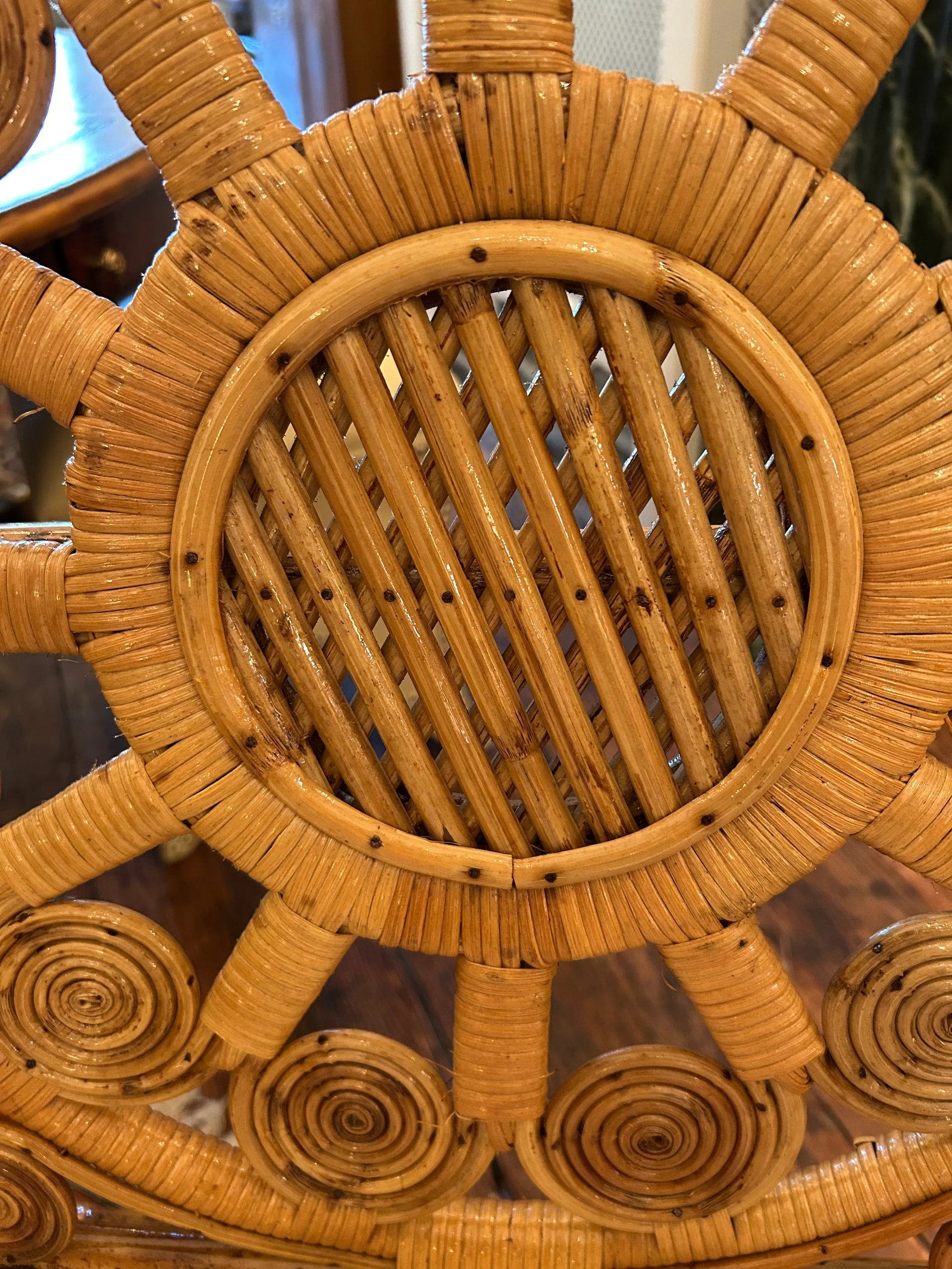 Large Lacquered Rattan & Bamboo Club Chairs -a Pair - 8