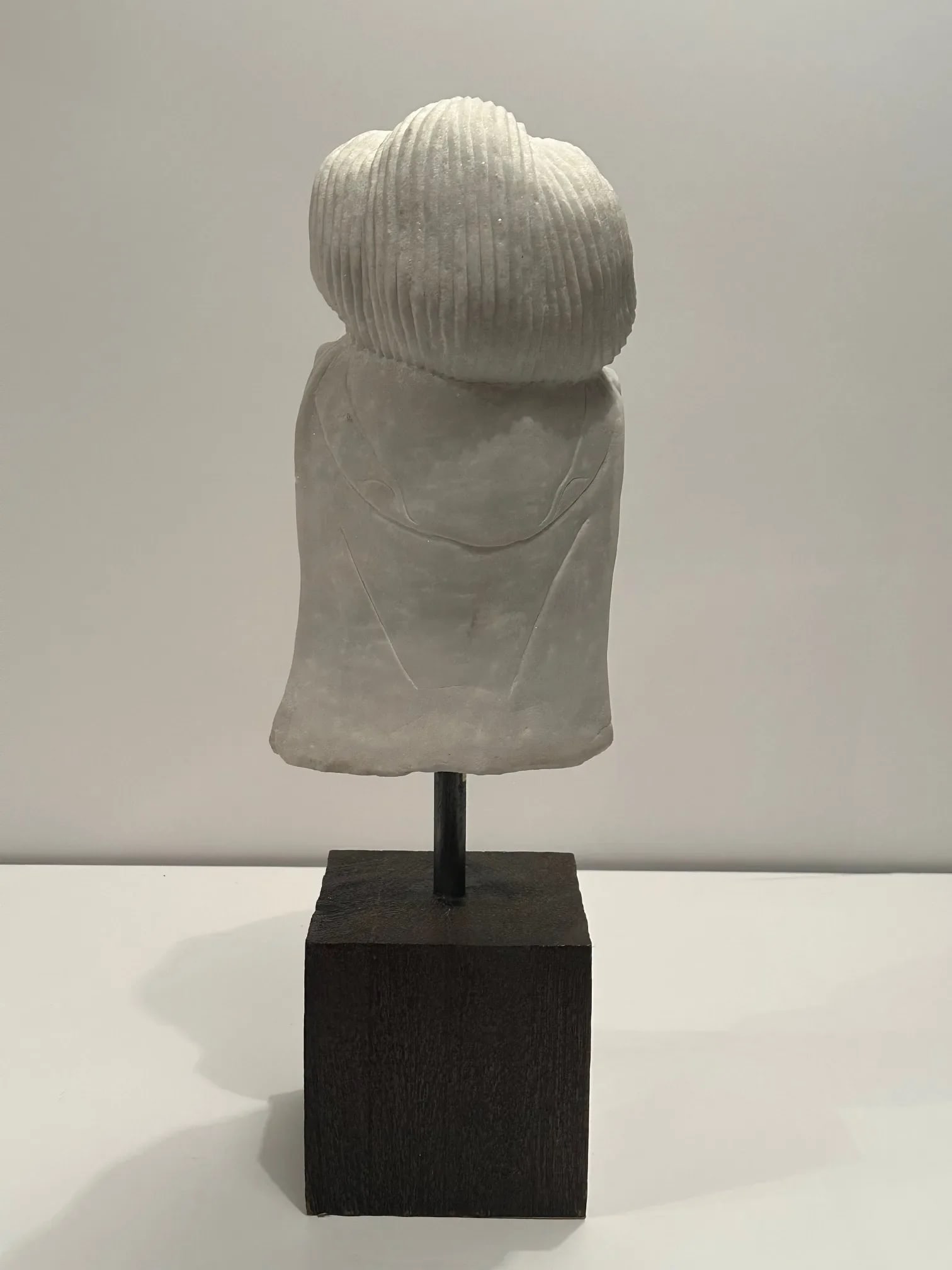 Carved Marble Bust of Quan Yin Figure on Custom Stand - 5