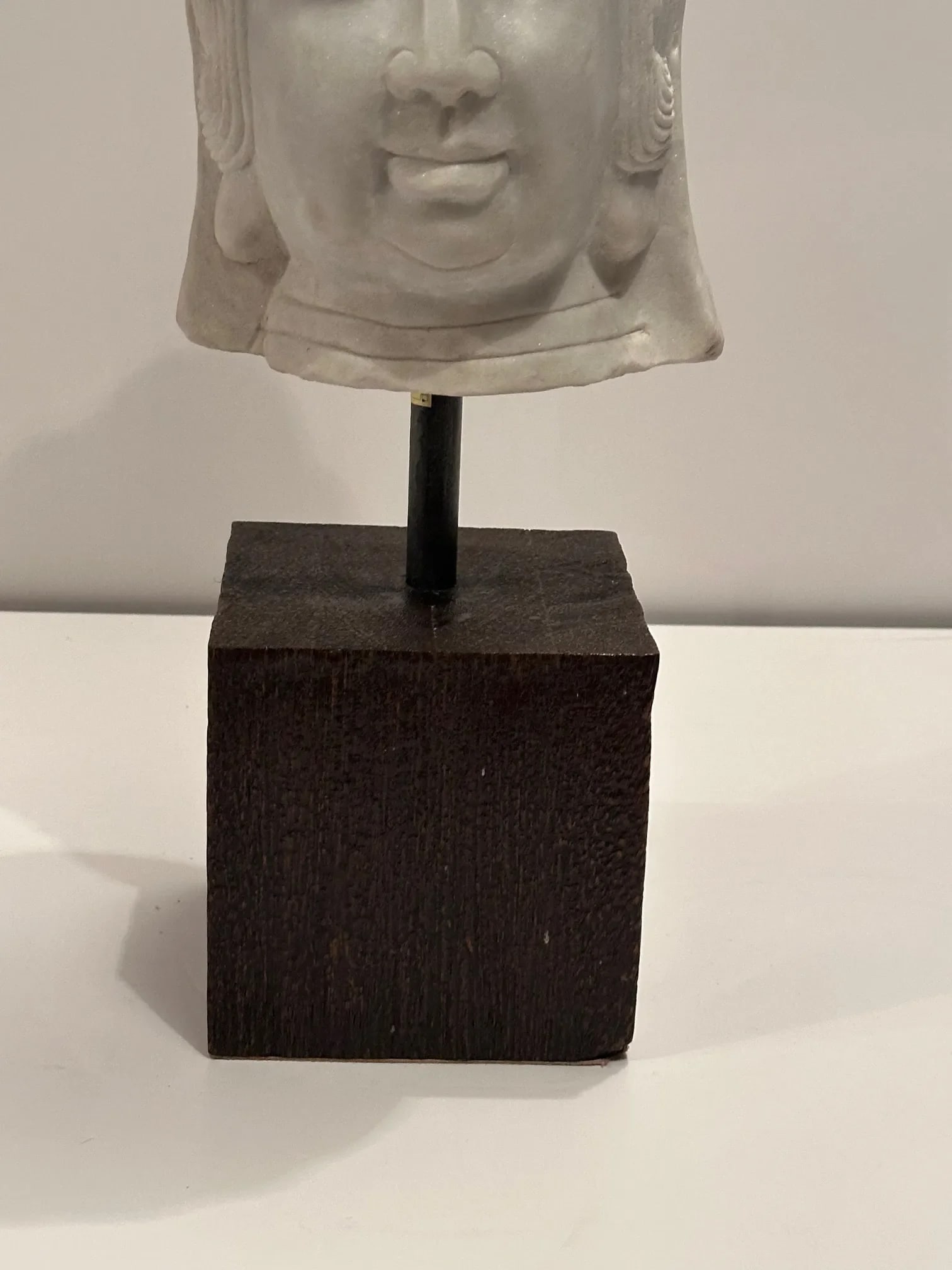 Carved Marble Bust of Quan Yin Figure on Custom Stand - 7