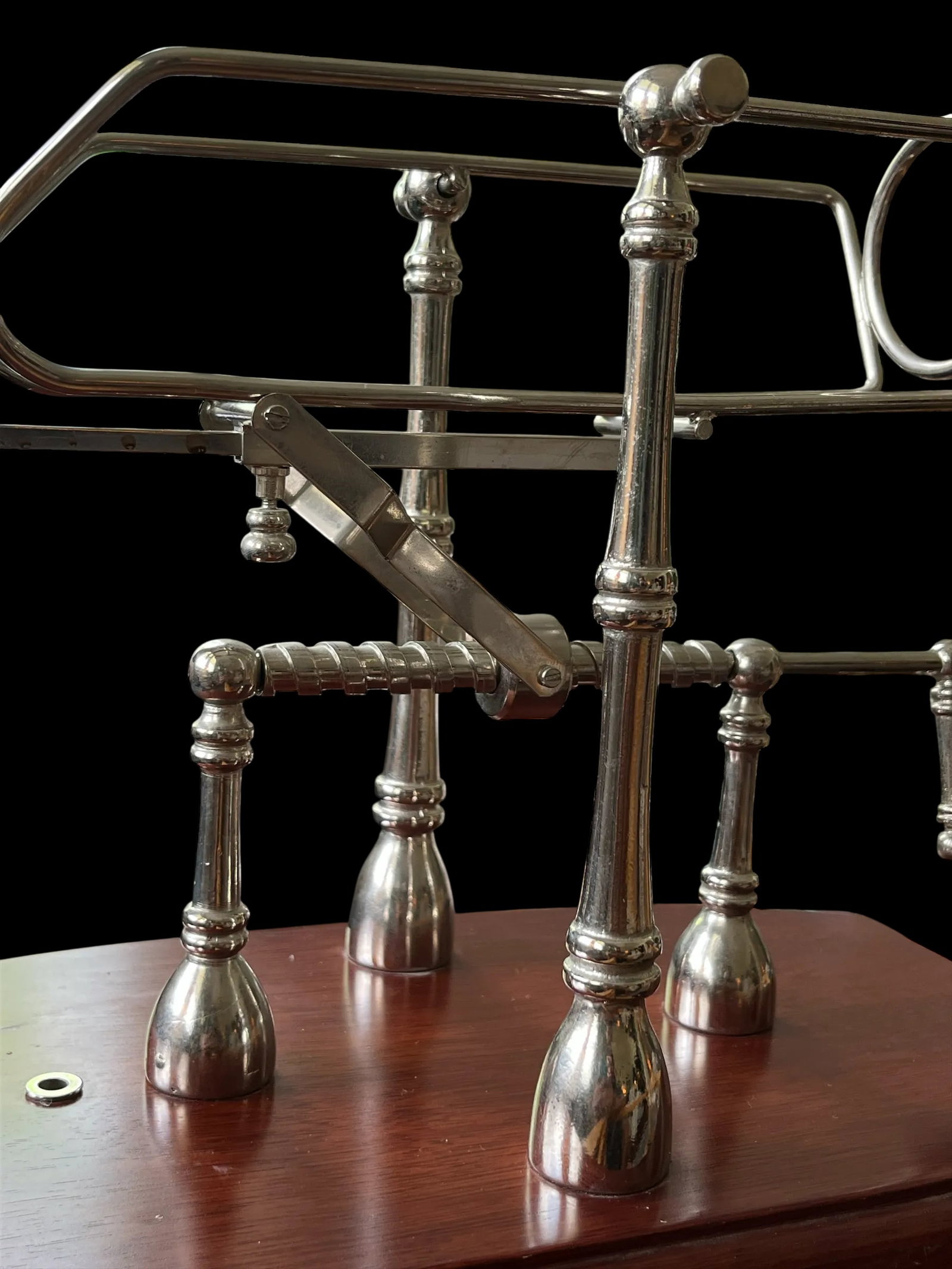 1990s Gattorna Argentina Mechanical Wine Pourer & Decanting Cradle – Nickel With Wood Base - 8