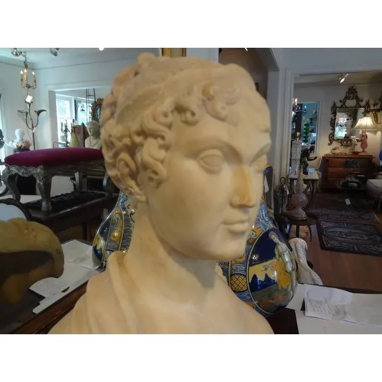 19th Century Italian Classical Alabaster Bust - 2