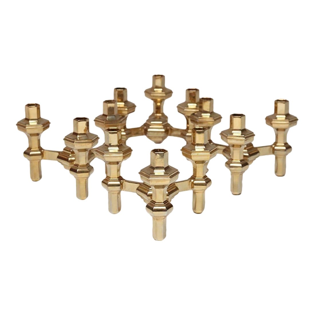 Set of Four Hexagonal-Form Stackable Brass Candleholders by Nagel Geschenke (1 of 17)