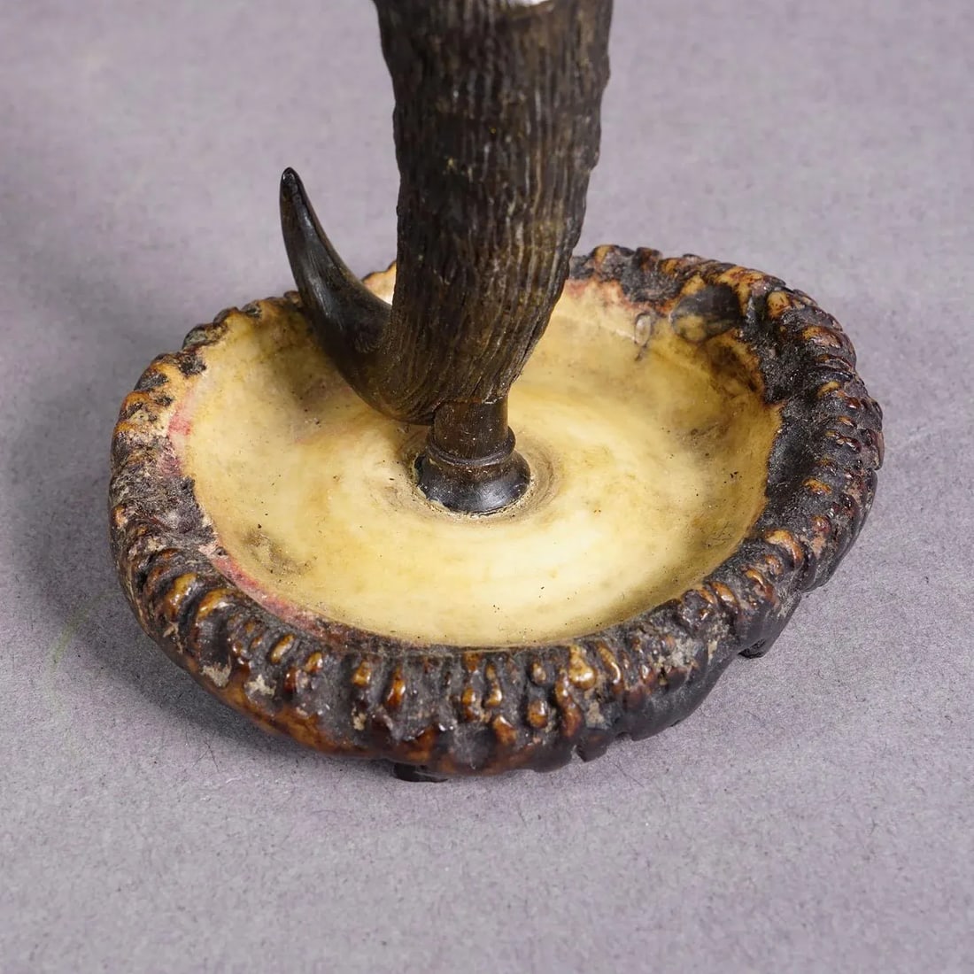Vintage Pair of Candle Sticks With Real Chamois Horn, Circa 1950s - 7