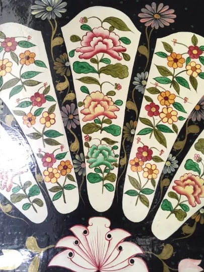 Vintage Chinoiserie Paper Mache Asian Tray Wall Hanging - 2