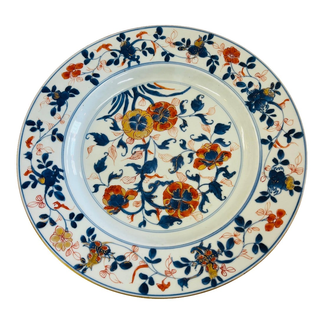 Mid 19th Century Imari Porcelain Deep Dish Plate Blue/Rust/Gold (1 of 8)