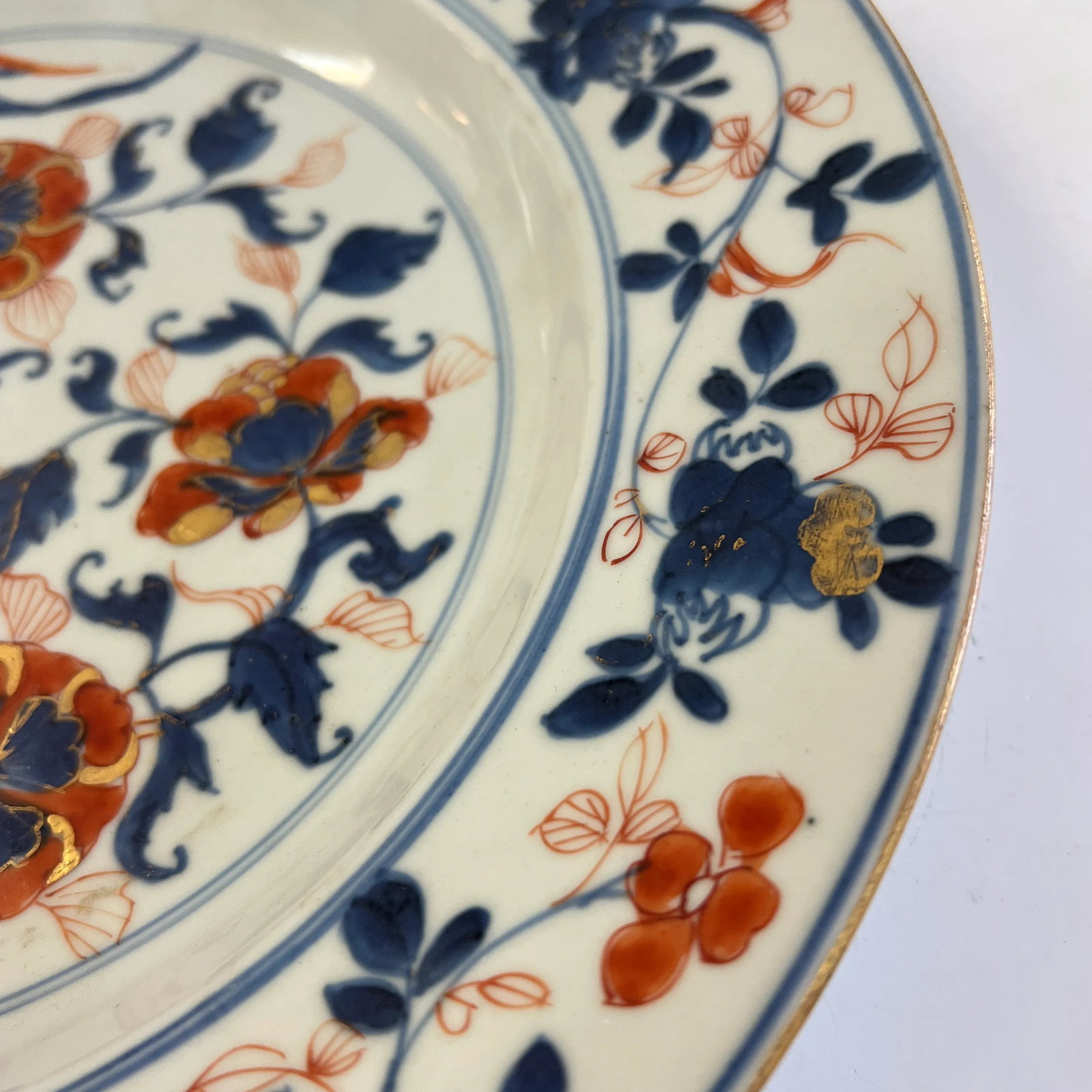 Mid 19th Century Imari Porcelain Deep Dish Plate Blue/Rust/Gold - 2