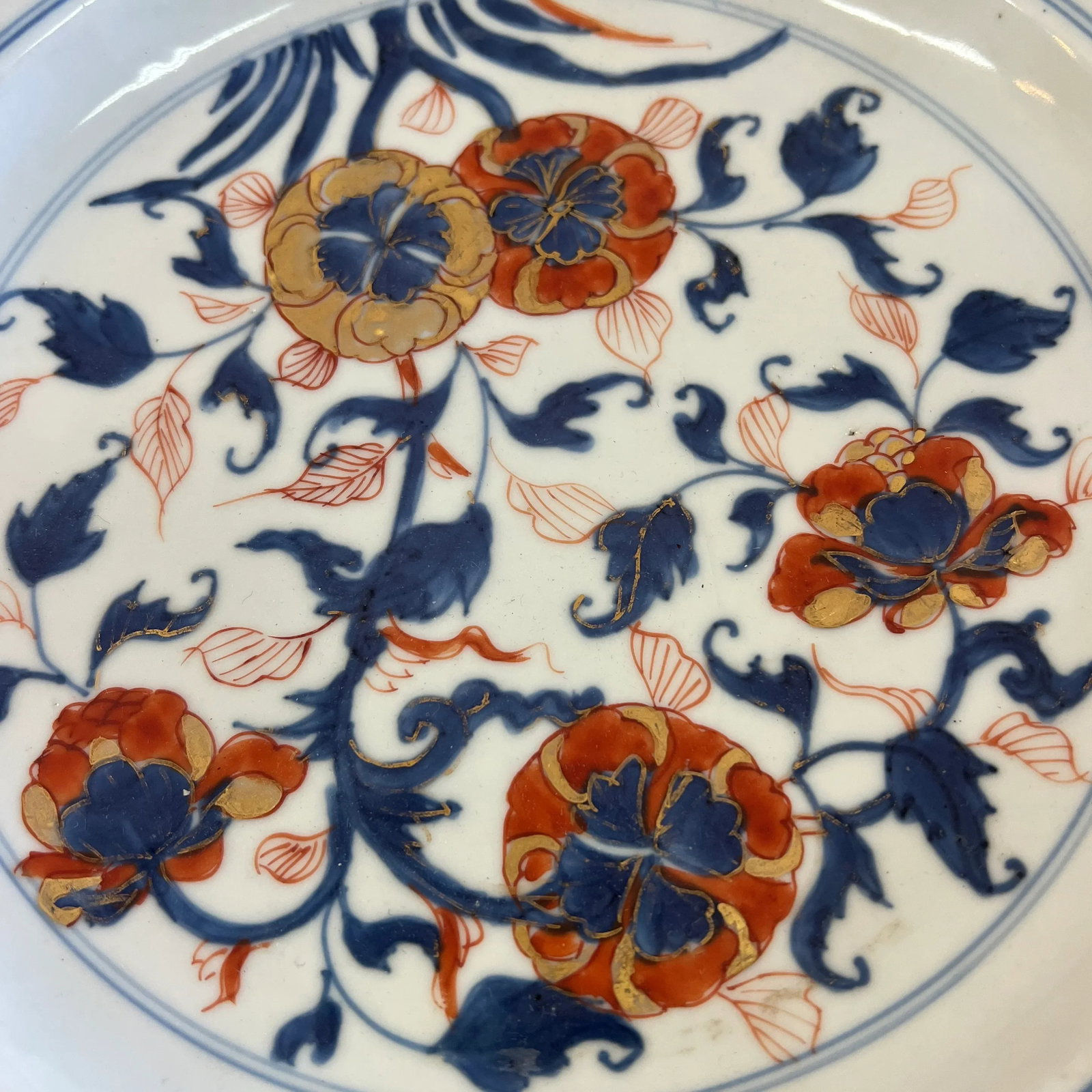 Mid 19th Century Imari Porcelain Deep Dish Plate Blue/Rust/Gold - 3