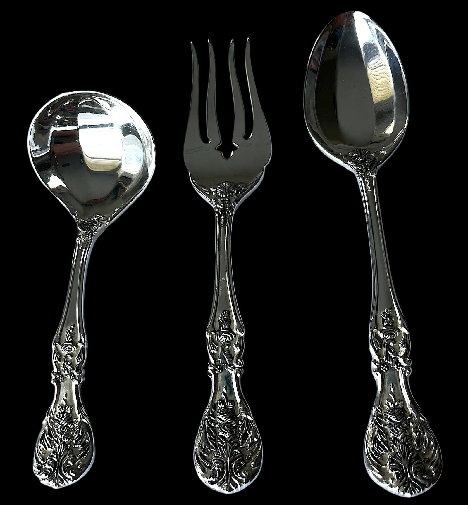 1980s Fb Rogers & Sons "French Rose" After Francis I Silver Plated Flatware Service for 10 With Serv - 3