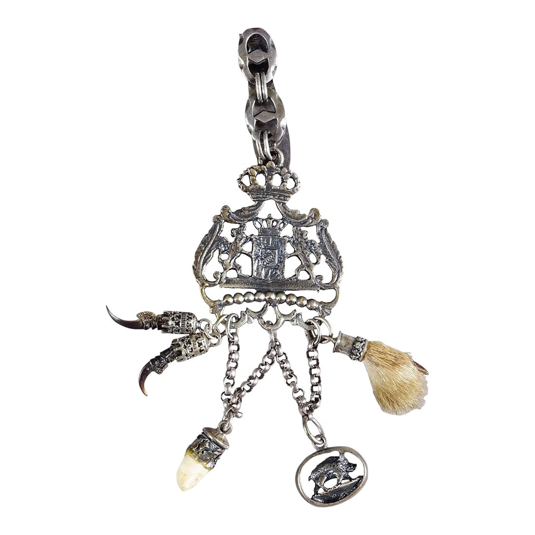 Vintage Charivari Pendant With Hunting Trophies, Bavaria Ca. 1950s: Vintage Charivari Pendant with Hunting Trophies, Bavaria ca. 1950s A Bavarian Charivari from the middle of the 20th century. This finely crafted antique Charivari pendant features a decorative