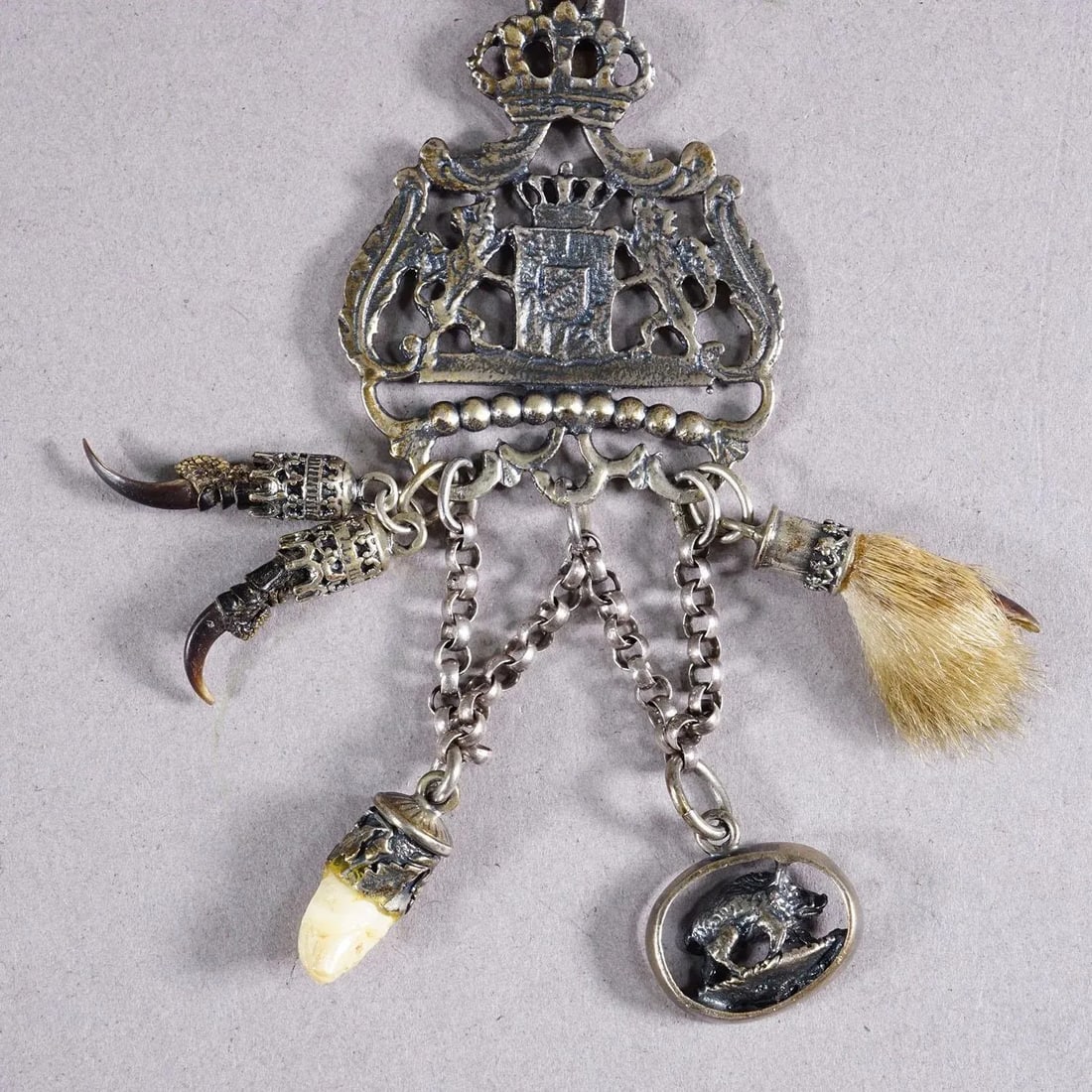 Vintage Charivari Pendant With Hunting Trophies, Bavaria Ca. 1950s - 2