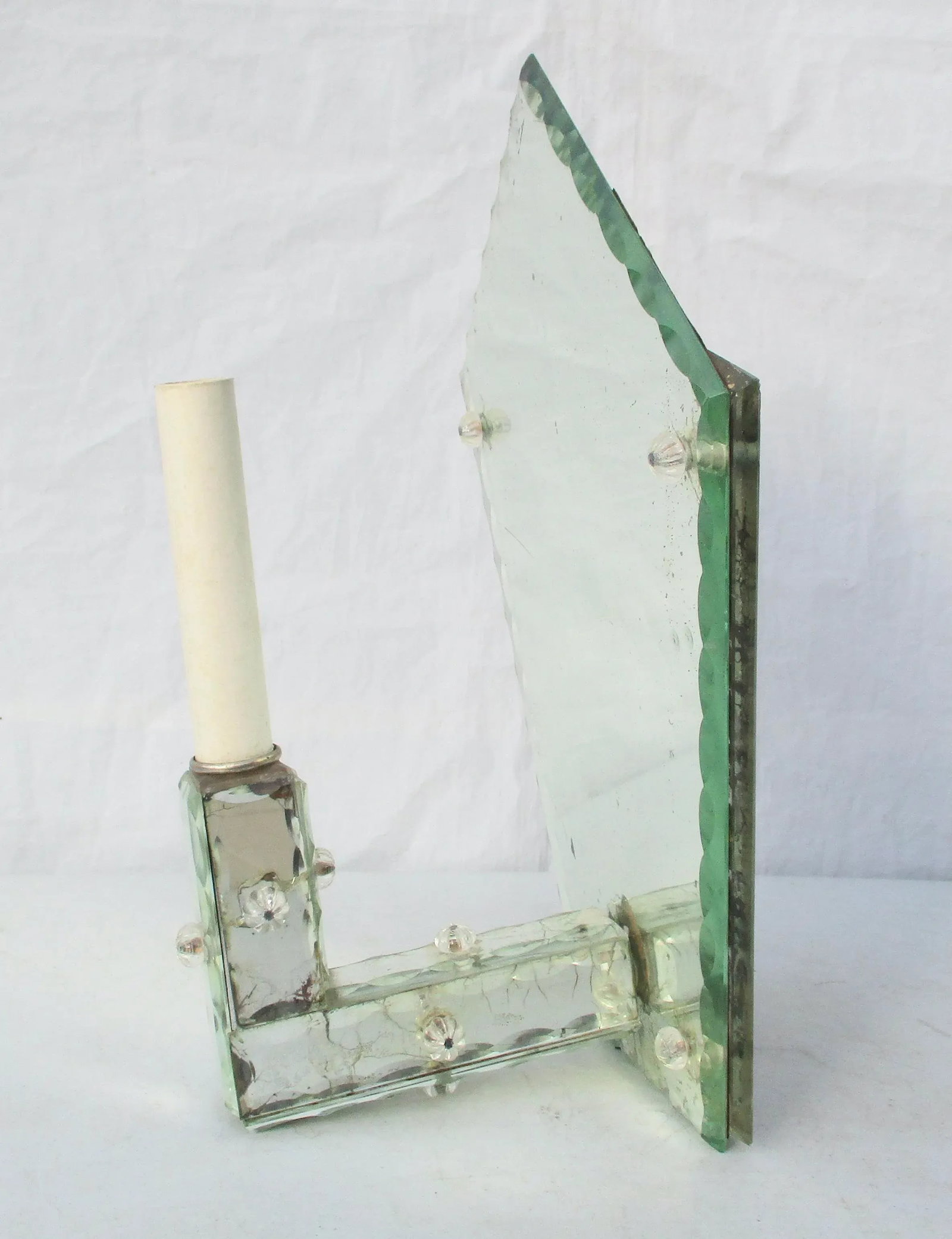 Hollywood Regency Mirrored Single Light Sconce - 4
