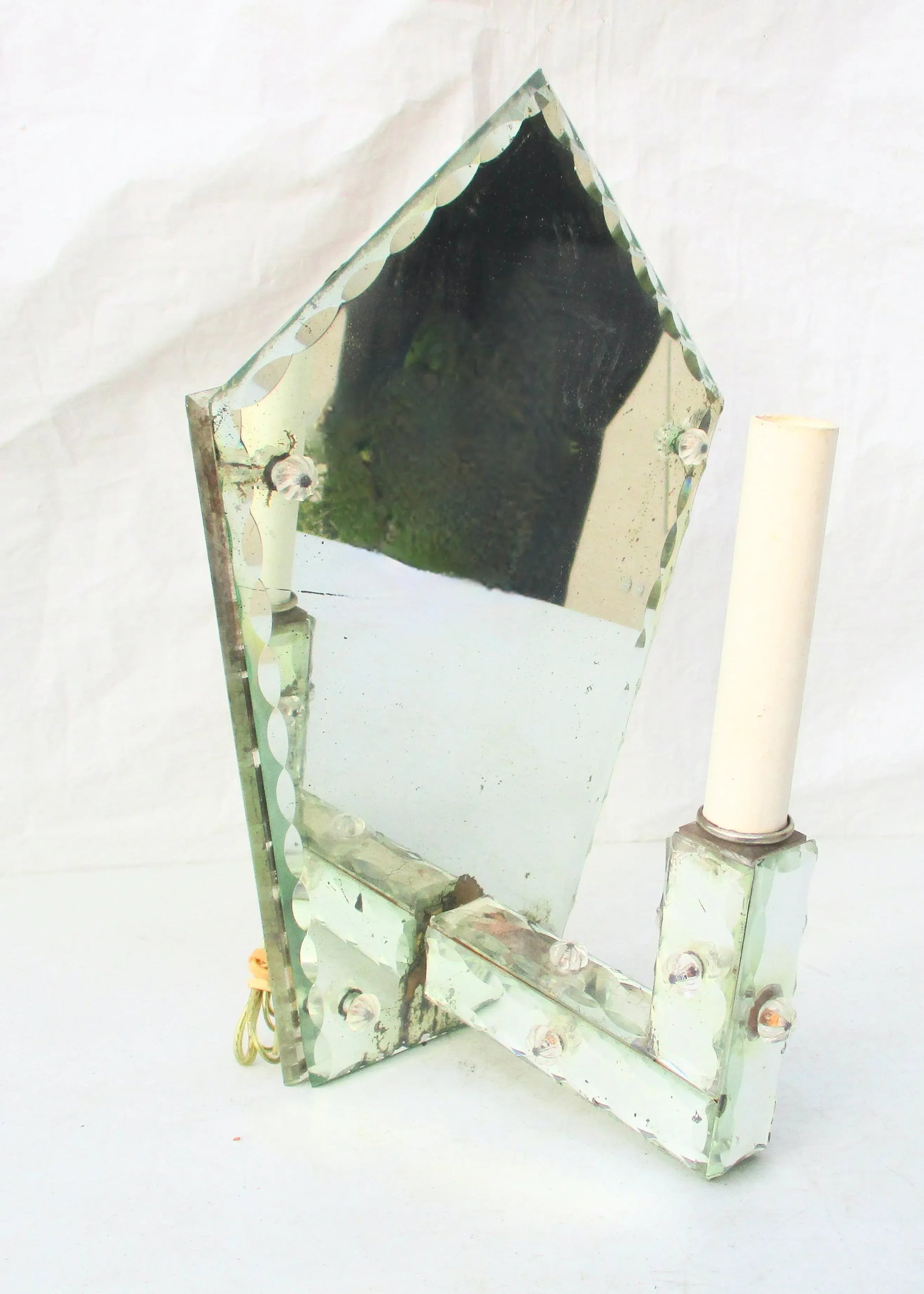 Hollywood Regency Mirrored Single Light Sconce - 5