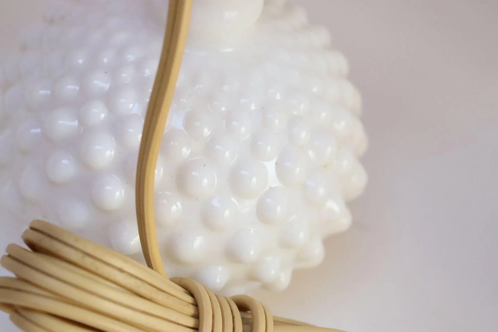 Pair of Petite Mid-Century Modern Hobnail Milk Glass Boudoir Bedside Table Lamps - 10