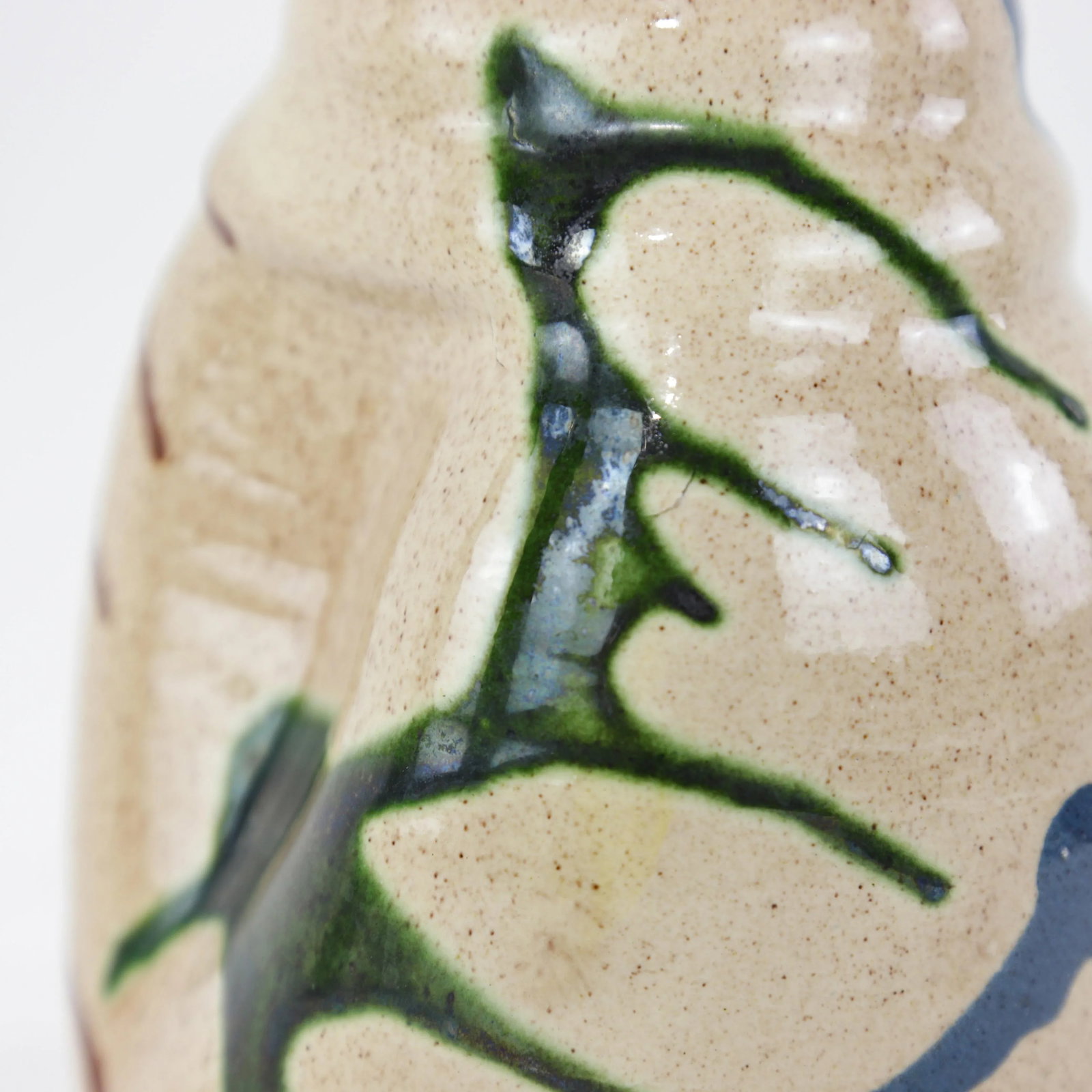 Vintage Handcrafted Pottery Vase With Abstract Glaze Design and Flared Rim - 10