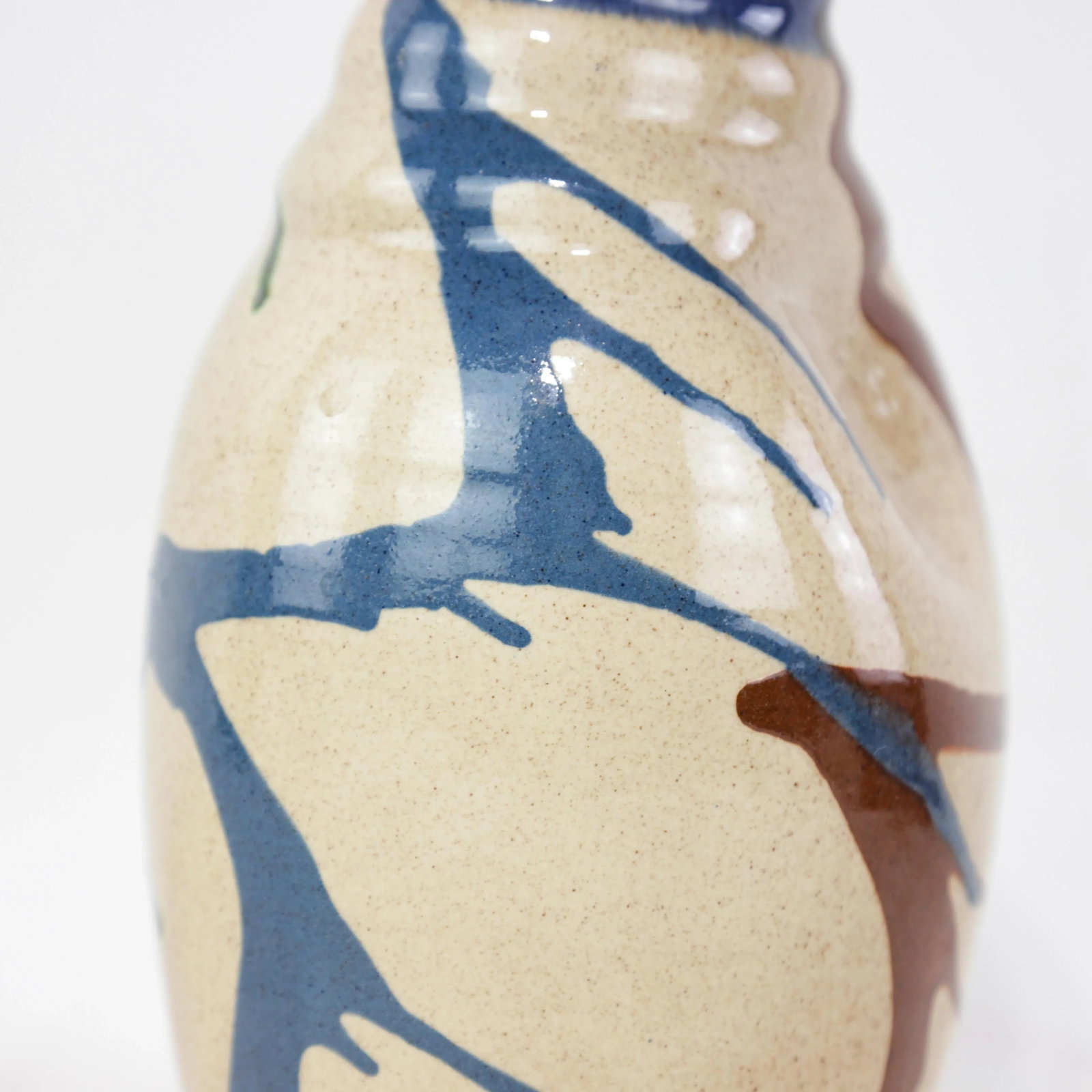 Vintage Handcrafted Pottery Vase With Abstract Glaze Design and Flared Rim - 11