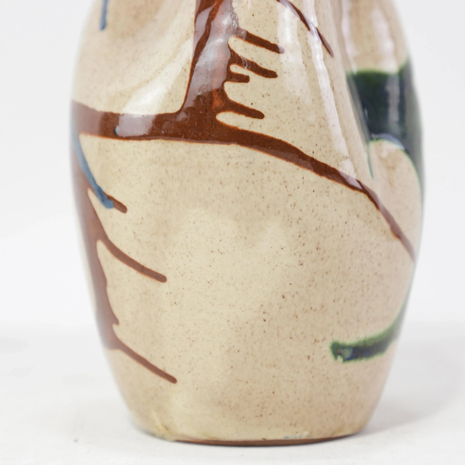 Vintage Handcrafted Pottery Vase With Abstract Glaze Design and Flared Rim - 12