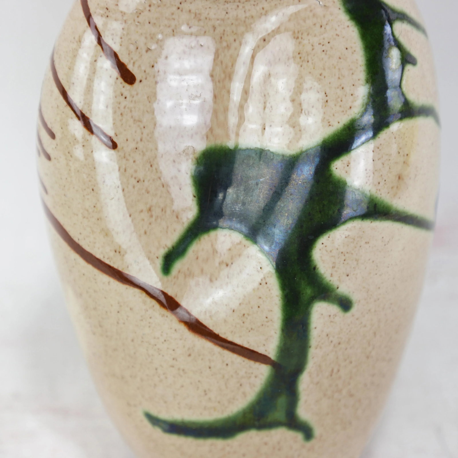 Vintage Handcrafted Pottery Vase With Abstract Glaze Design and Flared Rim - 13