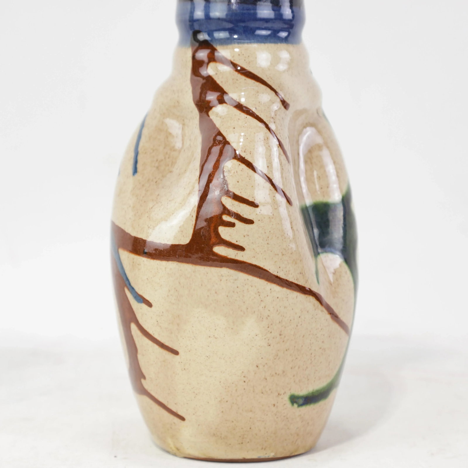 Vintage Handcrafted Pottery Vase With Abstract Glaze Design and Flared Rim - 7