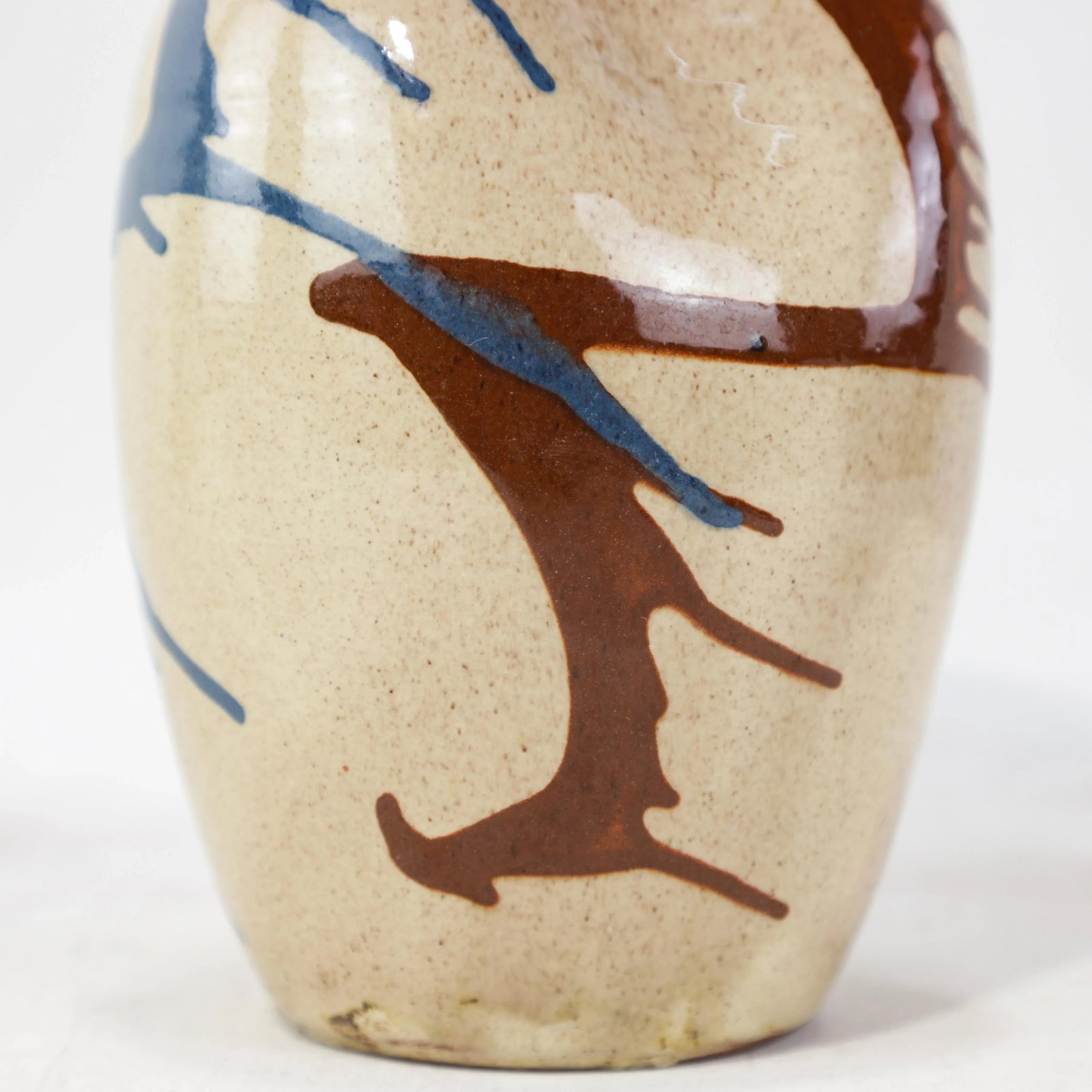 Vintage Handcrafted Pottery Vase With Abstract Glaze Design and Flared Rim - 9
