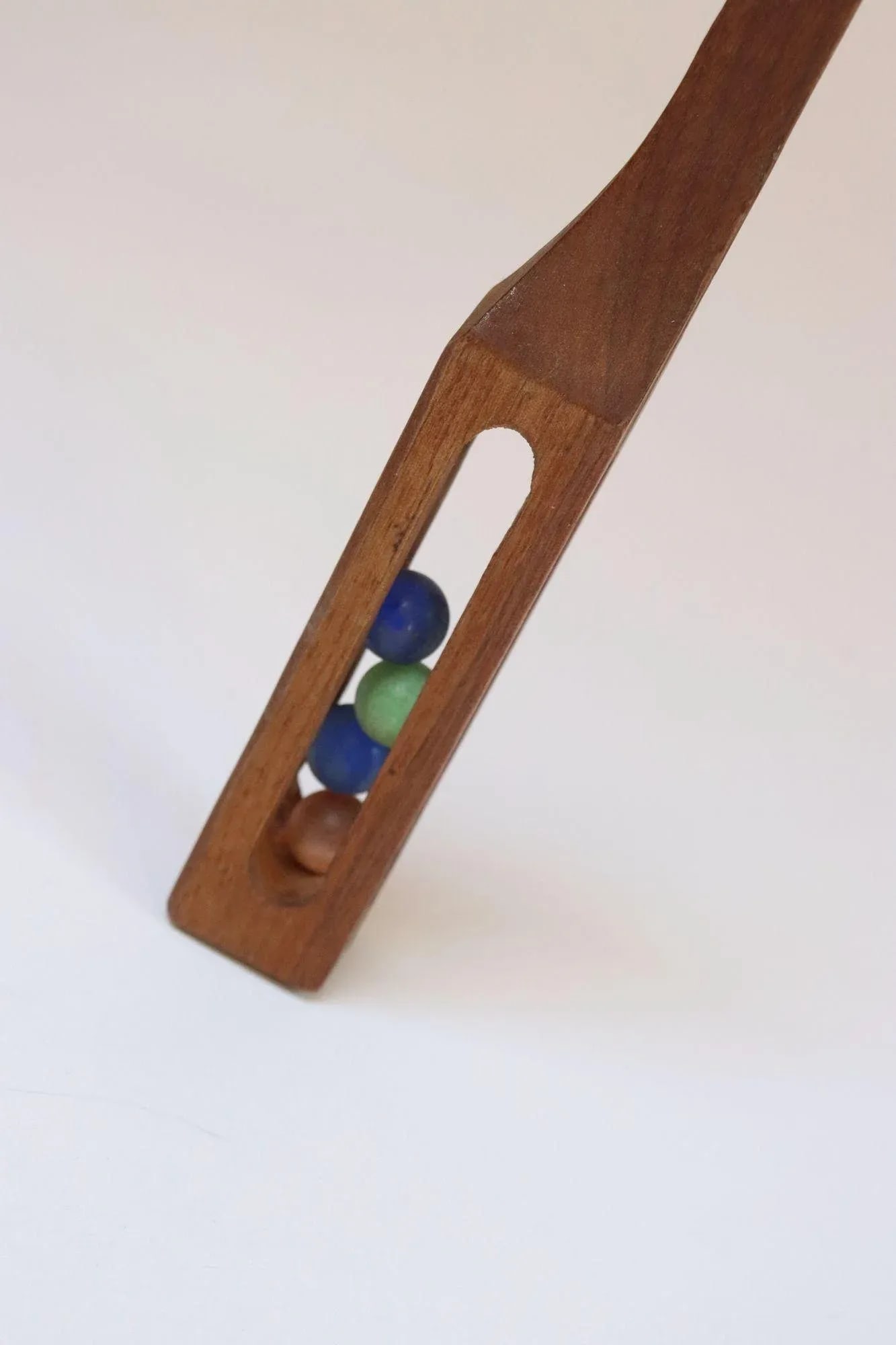 Folk Art Hand-Carved Whimsy "Ball in Cage" Letter Opener With Glass Marbles - 10