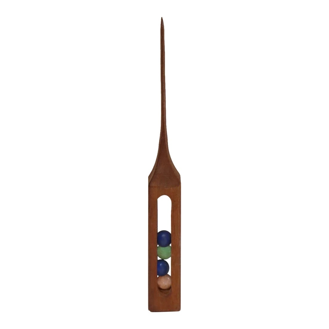 Folk Art Hand-Carved Whimsy "Ball in Cage" Letter Opener With Glass Marbles (1 of 13)