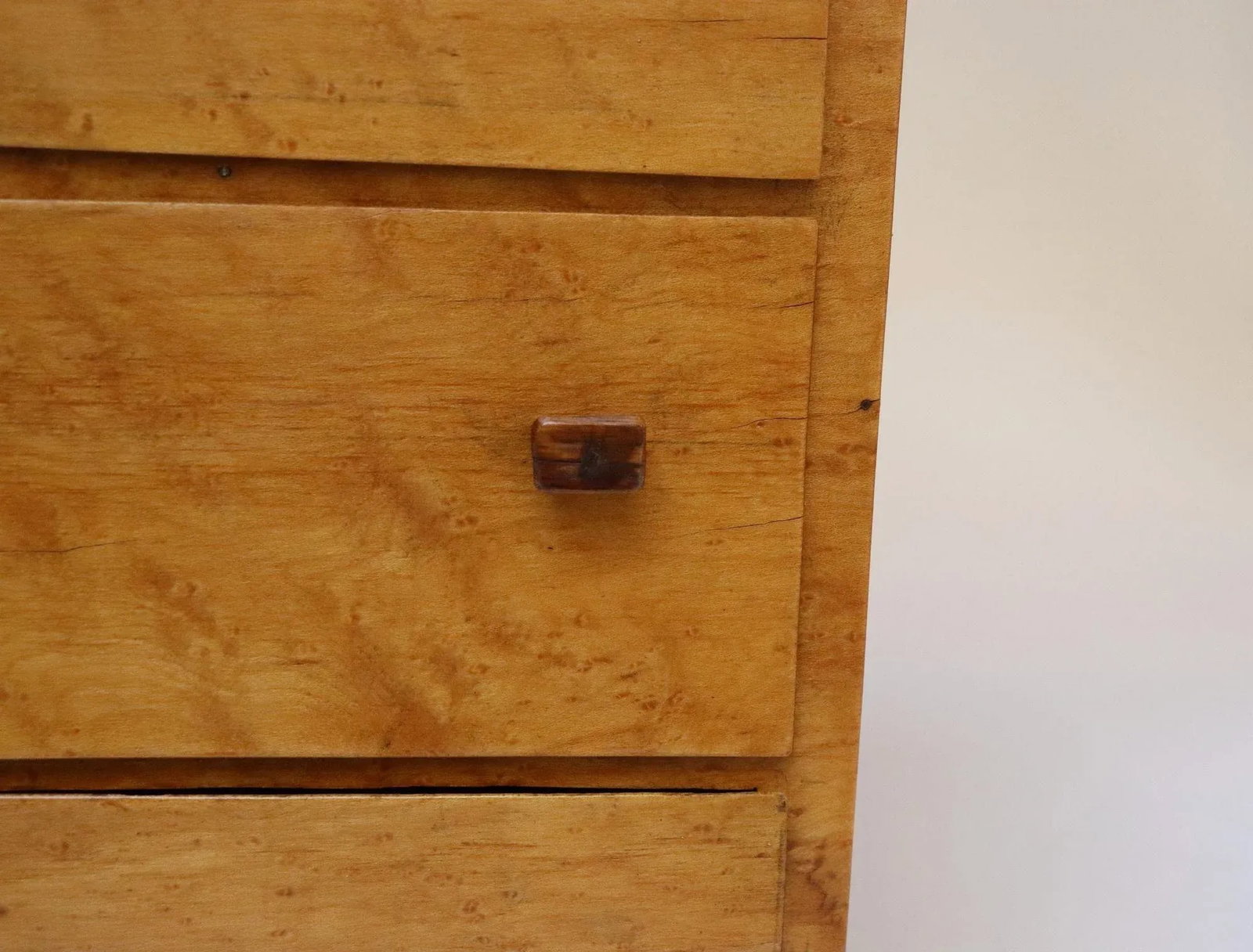 Vintage Tigers Eye Maple Three Drawer Jewelry Box / Miniature Chest - 13