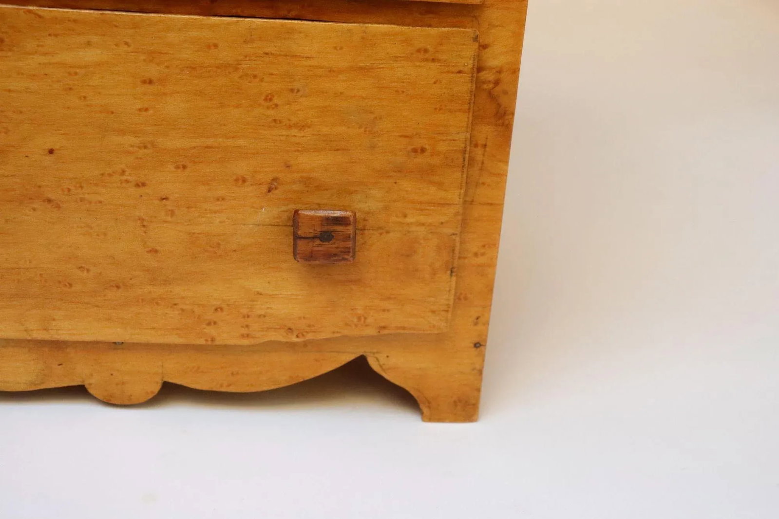Vintage Tigers Eye Maple Three Drawer Jewelry Box / Miniature Chest - 14