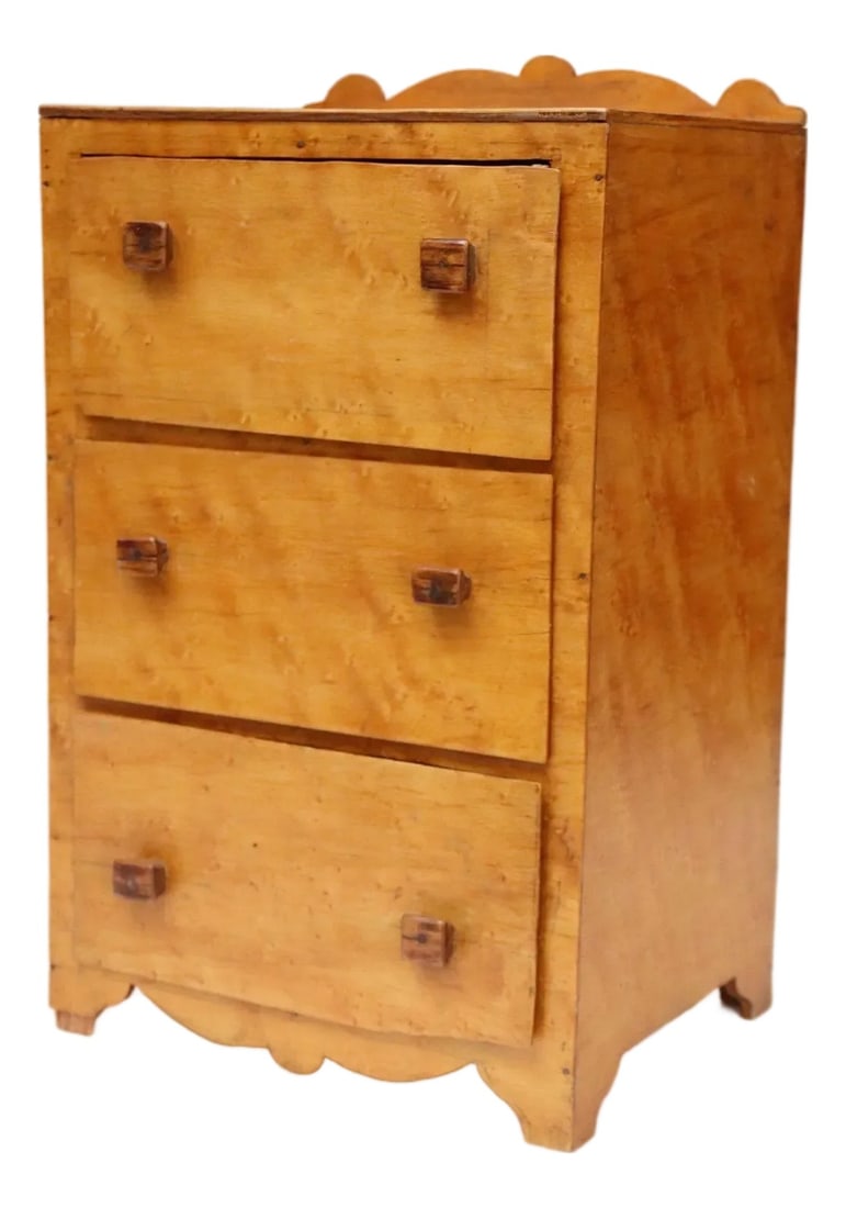 Vintage Tigers Eye Maple Three Drawer Jewelry Box / Miniature Chest (1 of 17)