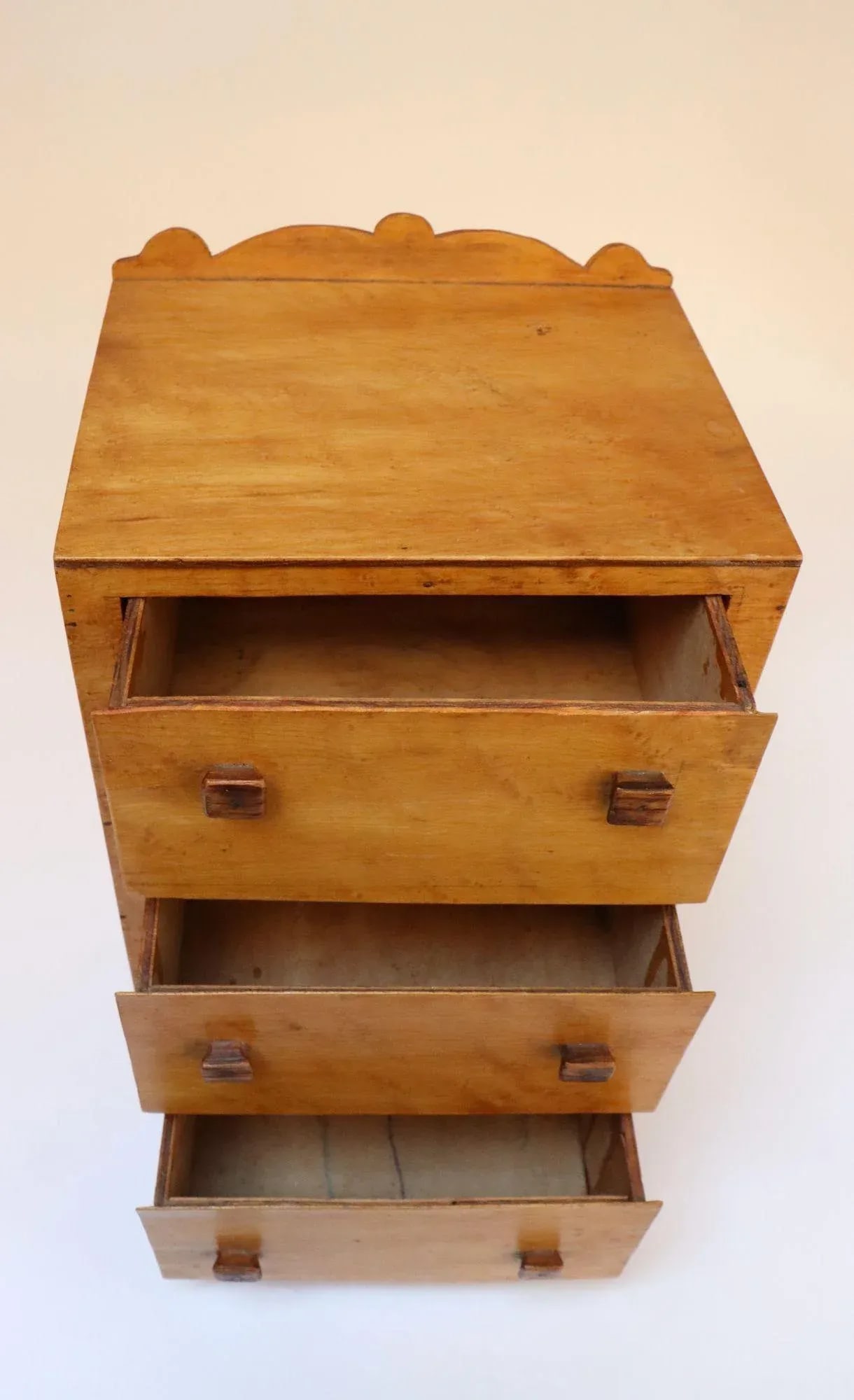 Vintage Tigers Eye Maple Three Drawer Jewelry Box / Miniature Chest - 2