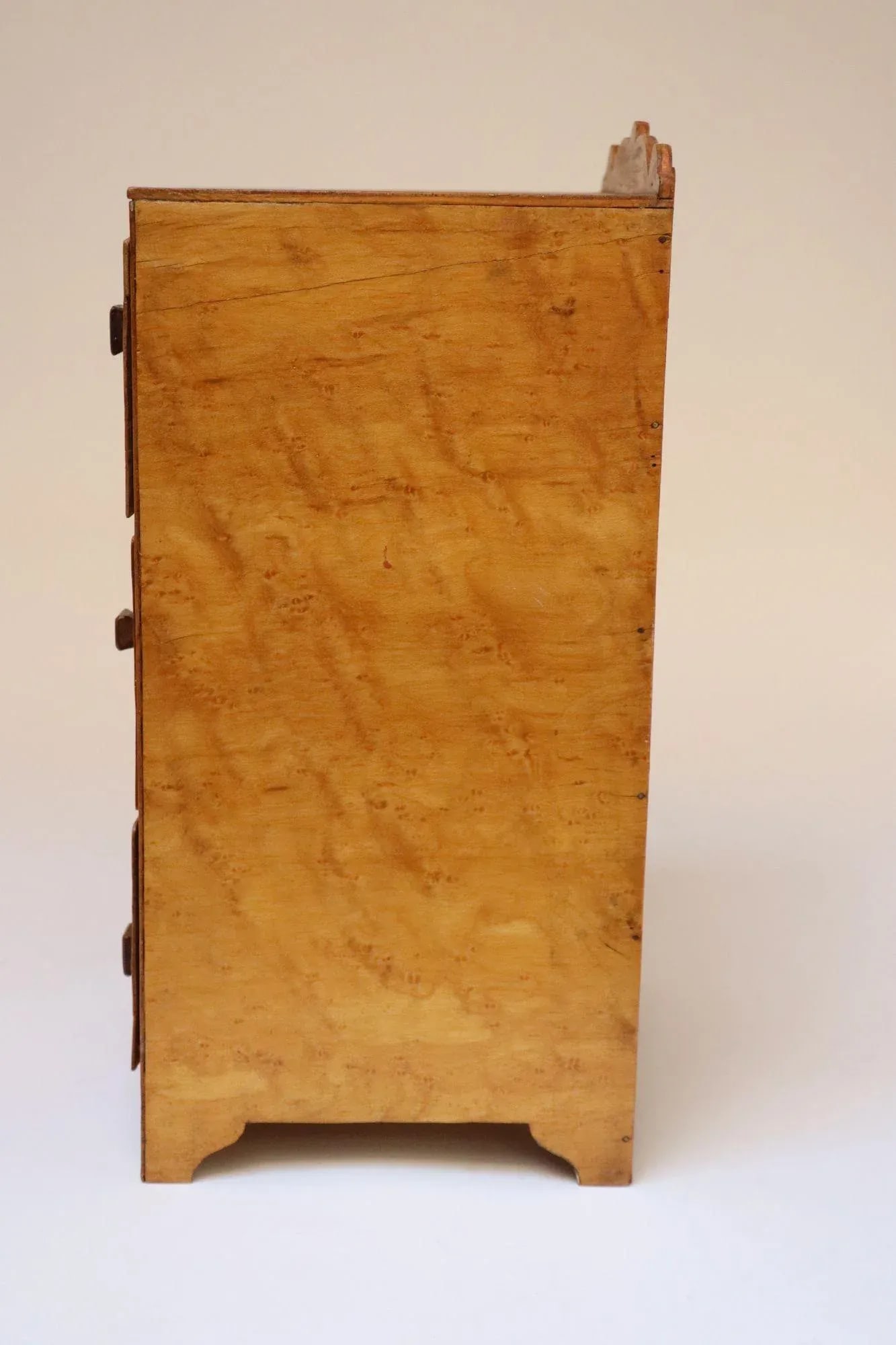 Vintage Tigers Eye Maple Three Drawer Jewelry Box / Miniature Chest - 3