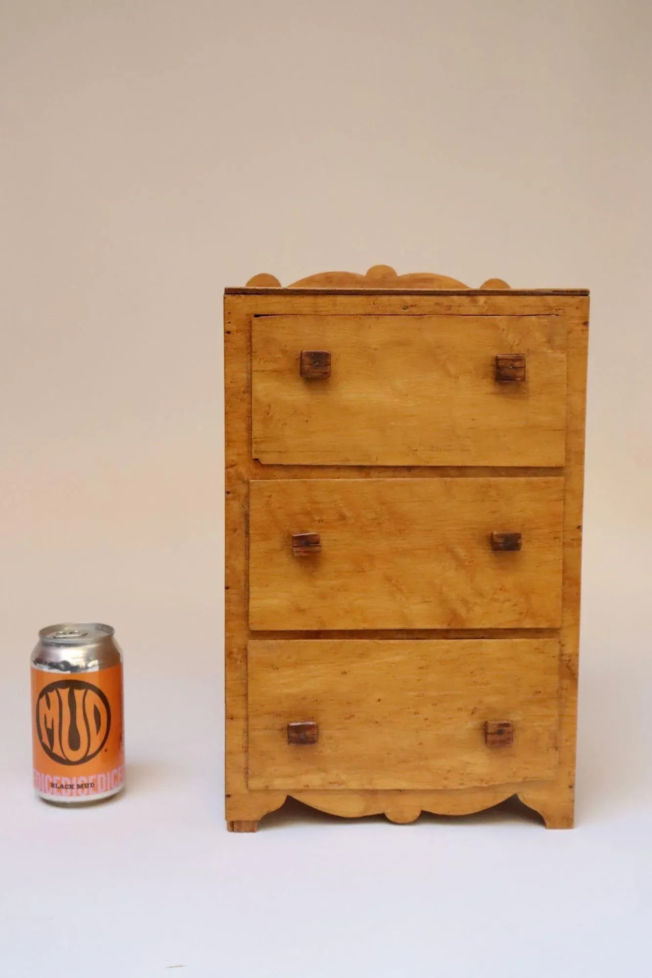 Vintage Tigers Eye Maple Three Drawer Jewelry Box / Miniature Chest - 6