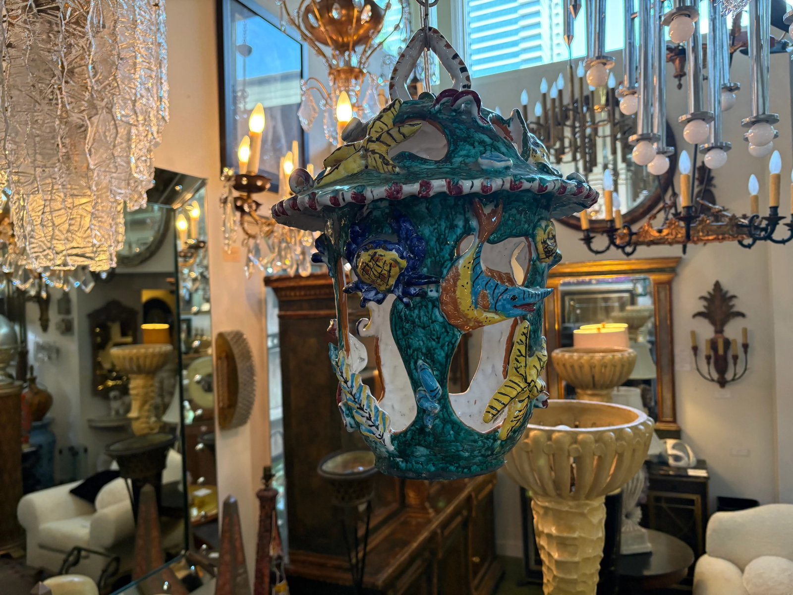 1950s Italian Glazed Terracotta Lantern - 10