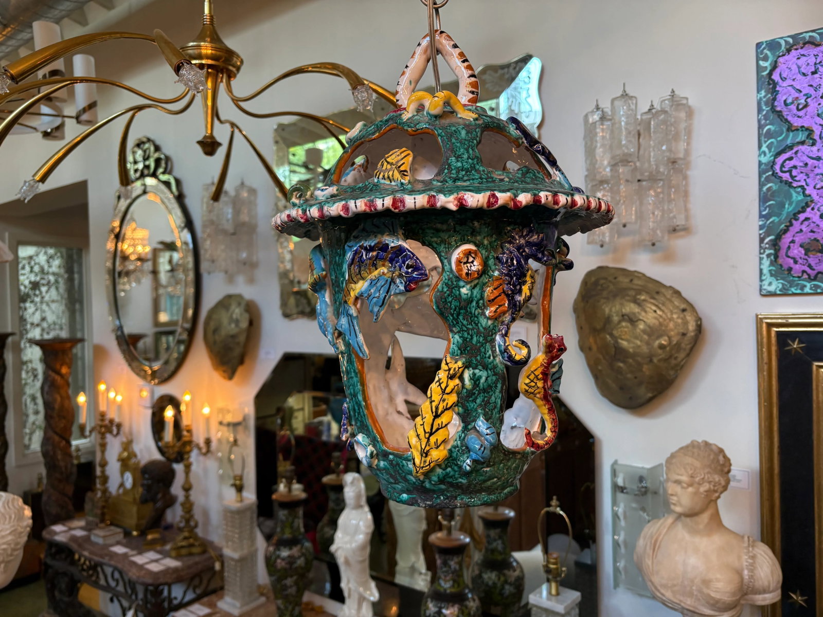 1950s Italian Glazed Terracotta Lantern - 2