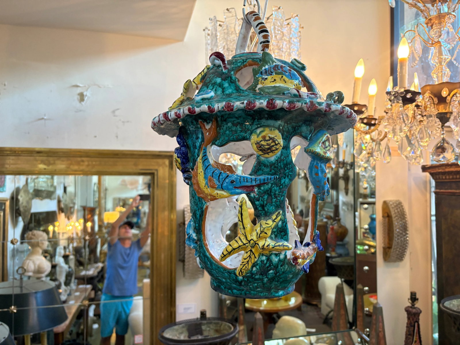 1950s Italian Glazed Terracotta Lantern - 3