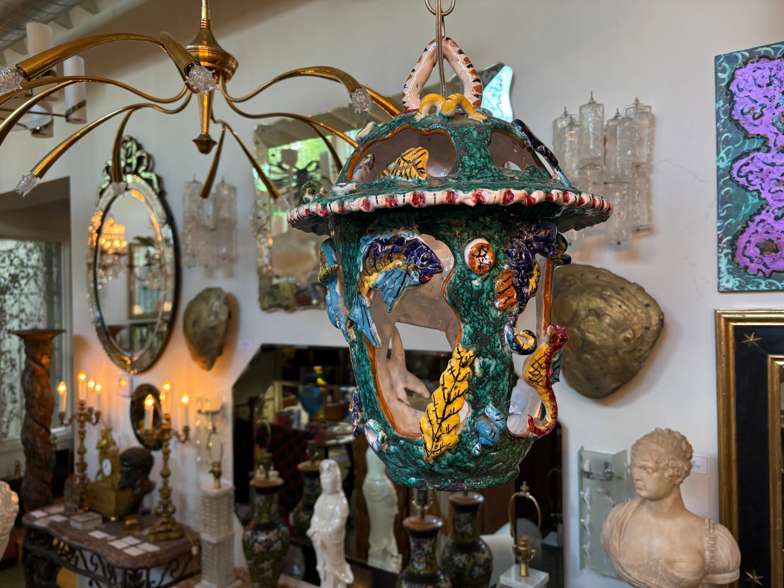 1950s Italian Glazed Terracotta Lantern - 4