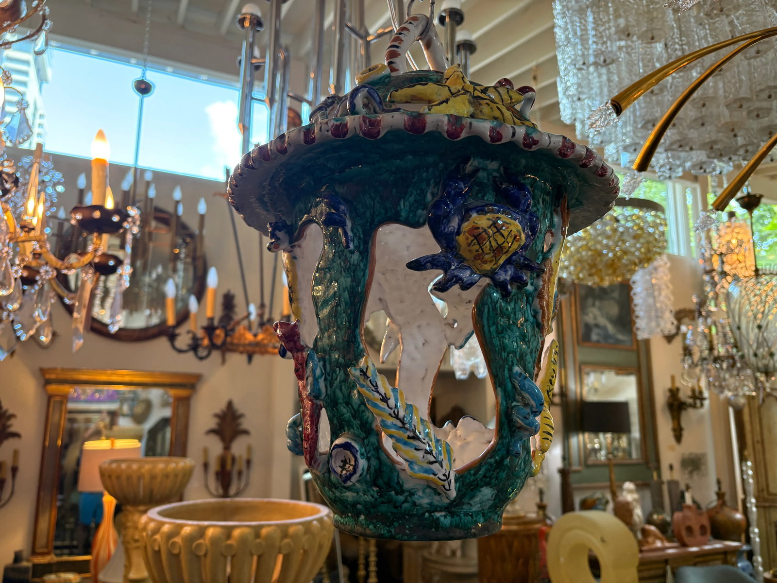 1950s Italian Glazed Terracotta Lantern - 5