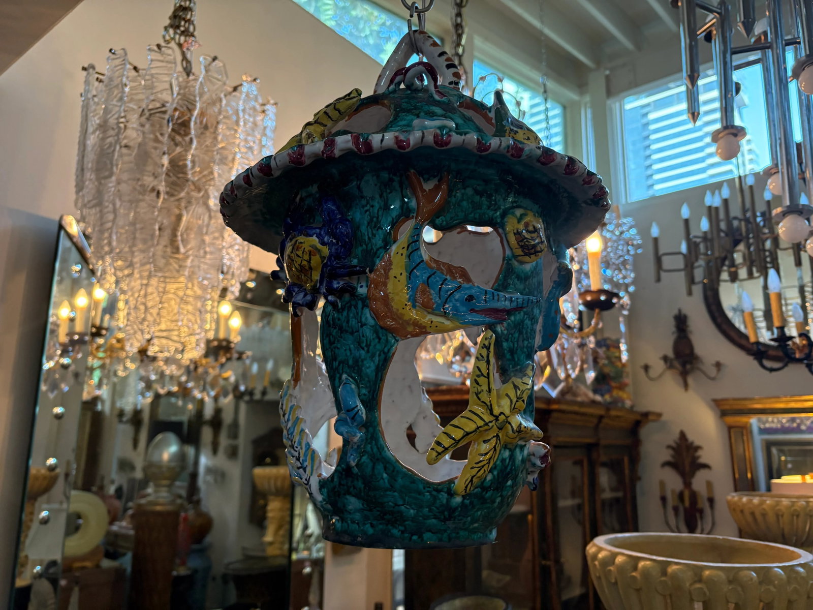 1950s Italian Glazed Terracotta Lantern - 6