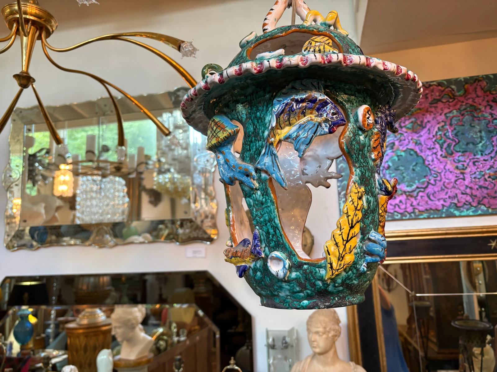 1950s Italian Glazed Terracotta Lantern - 8