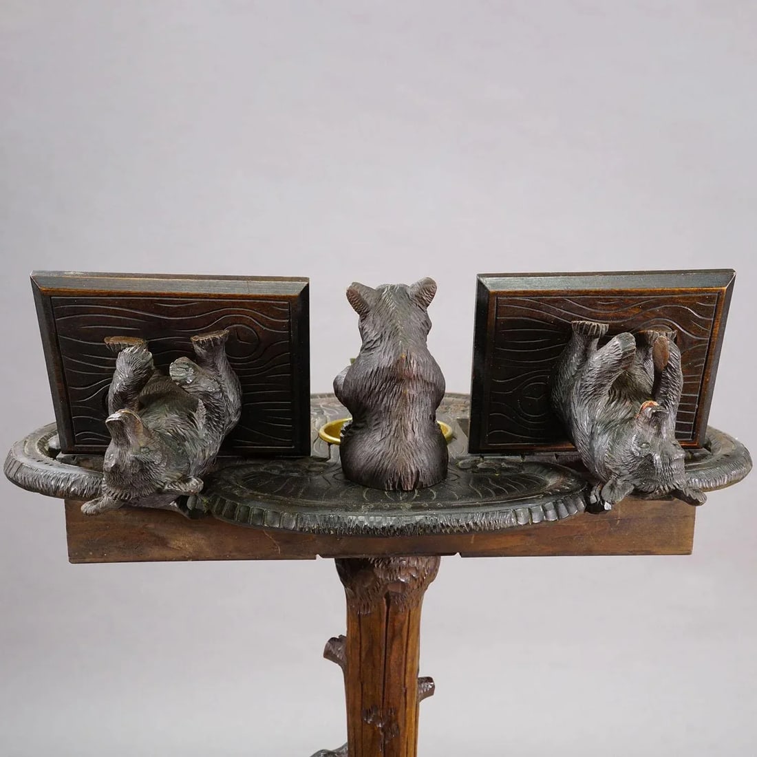 Antique Black Forest Carved Bear Smoking / Side Table, Ca. 1900 - 8
