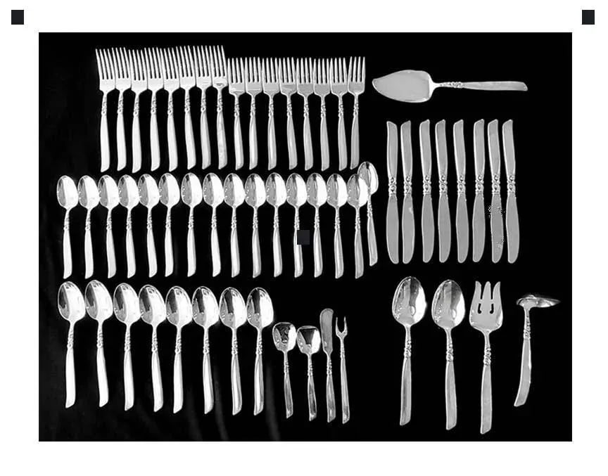 1950s Traditional South Seas Silverplate 1955) by Oneida Silver Flatware in Wooden Chest - 56 PCS - 3